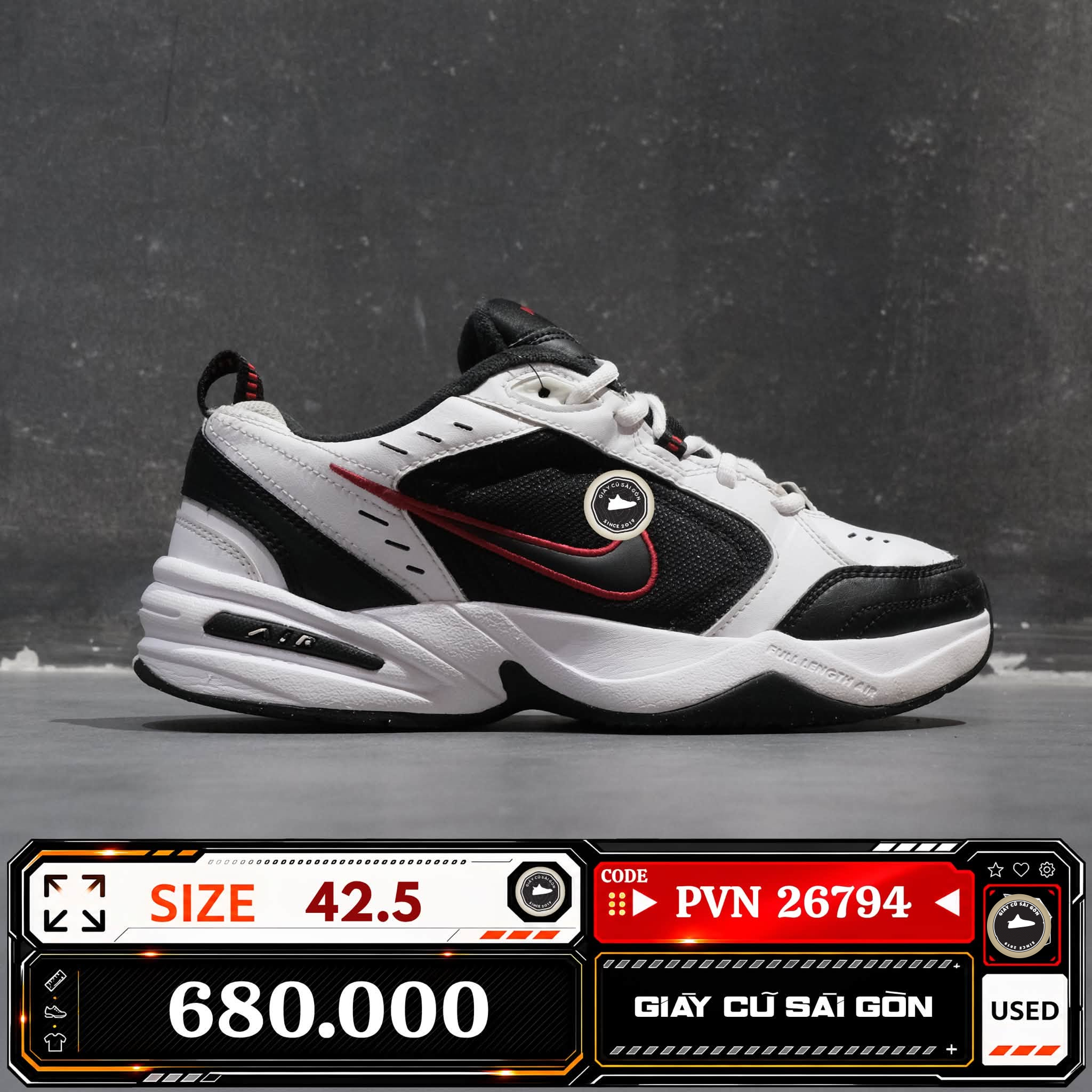 Nike Air Monarch Iv White Black Varsity Red 415445-101 Cũ Size 42.5 | Giày Cũ Sài Gòn PVN26794