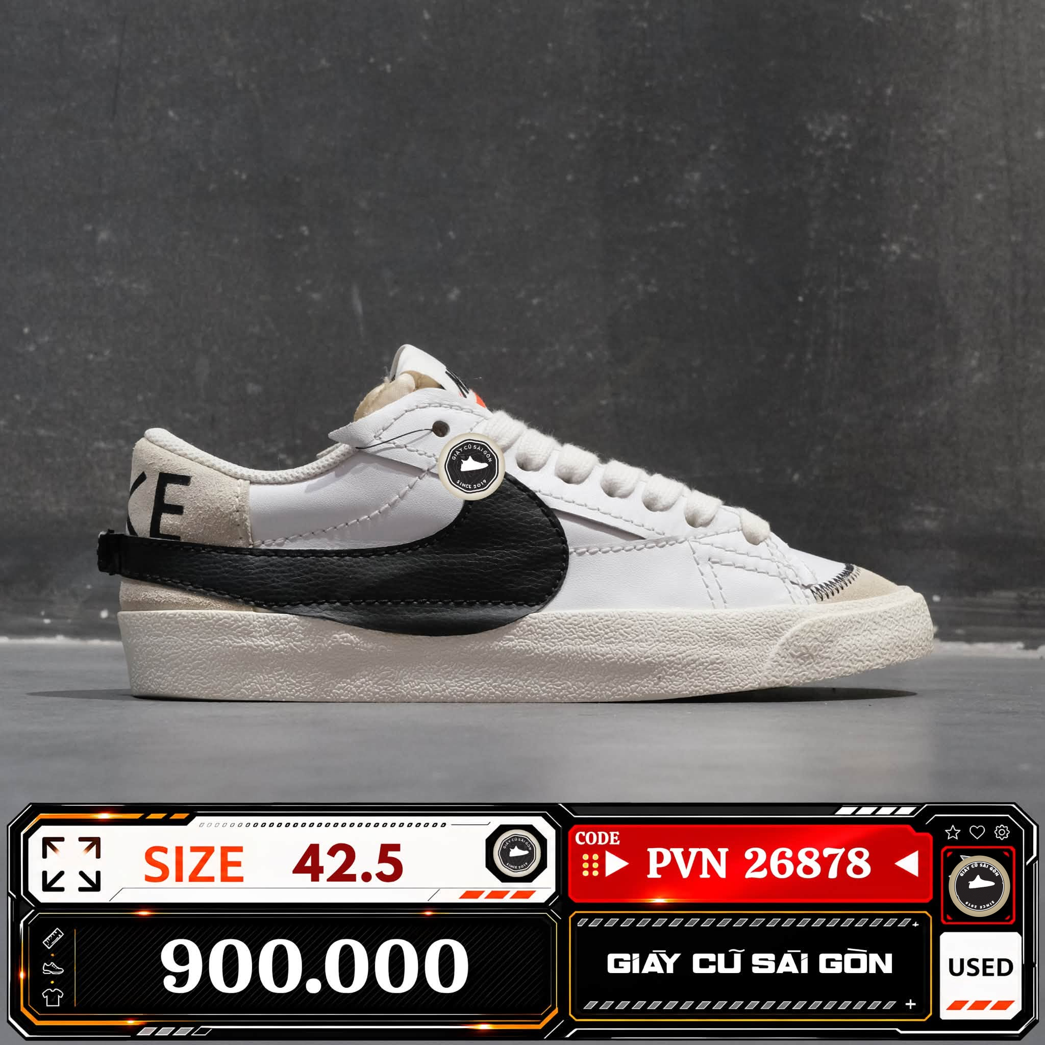 Nike Blazer Low '77 Jumbo White Black DN2158-101 Cũ Size 42.5 | Giày Cũ Sài Gòn PVN26878