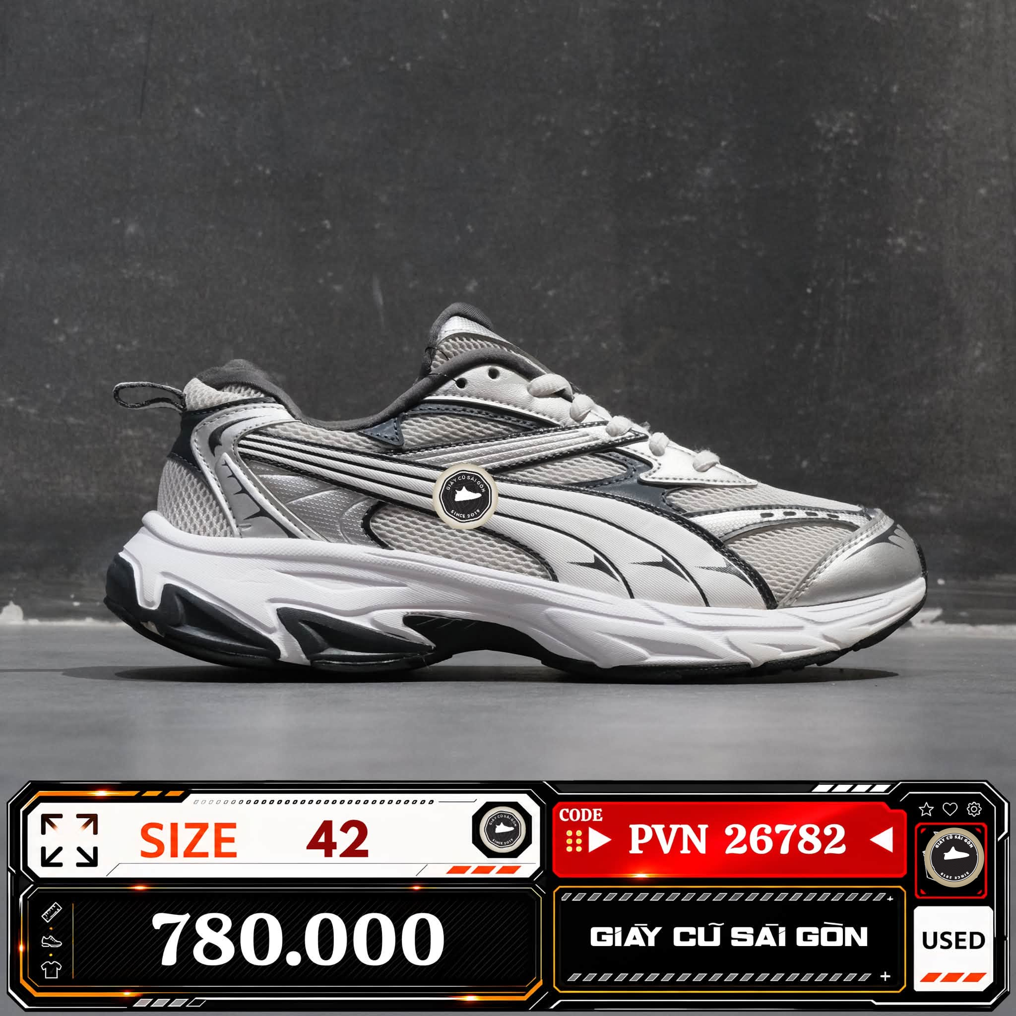 Puma Morphic Glacial Gray Puma White Strong Gray 392724-16 Cũ Size 42 | Giày Cũ Sài Gòn PVN26782