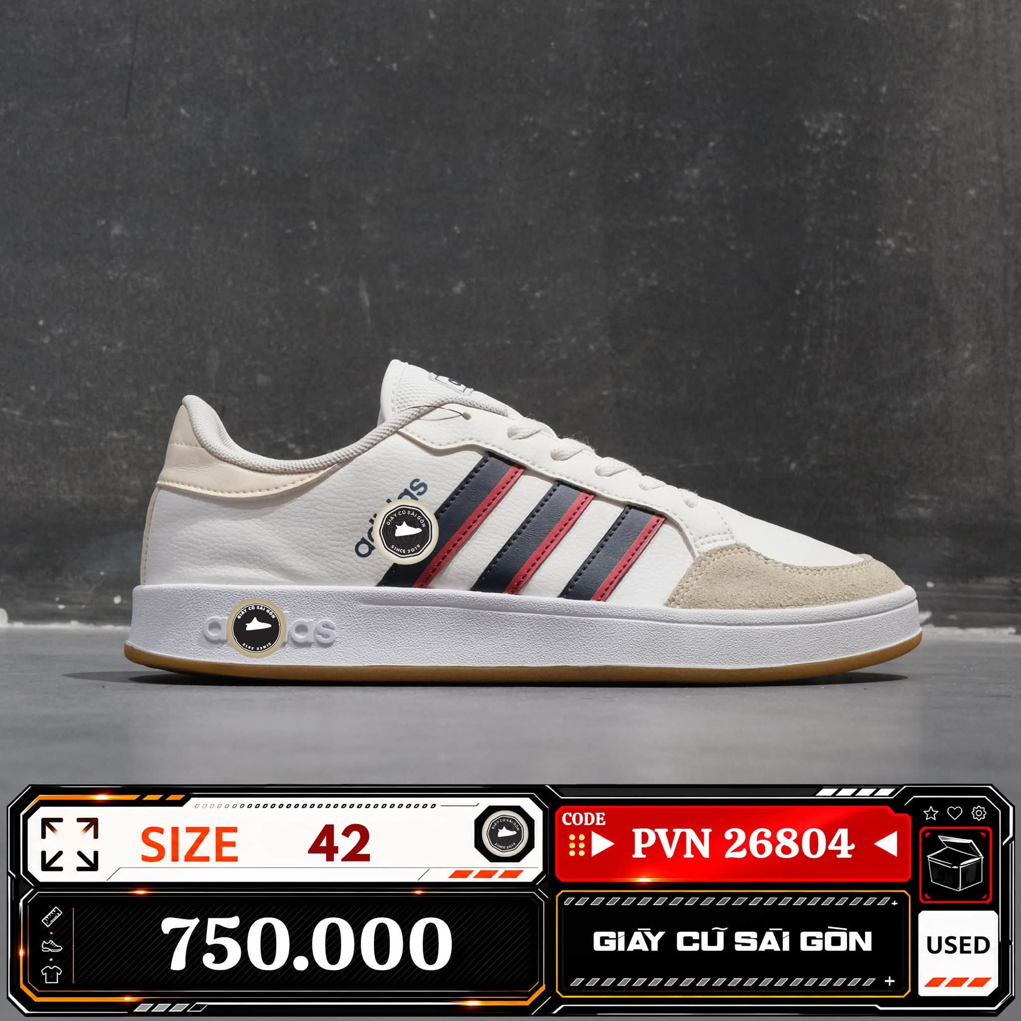Adidas Breaknet 2.0 Cloud White Legend Ink Better Scarlet GY9586 Cũ Size 42 | Giày Cũ Sài Gòn PVN26804