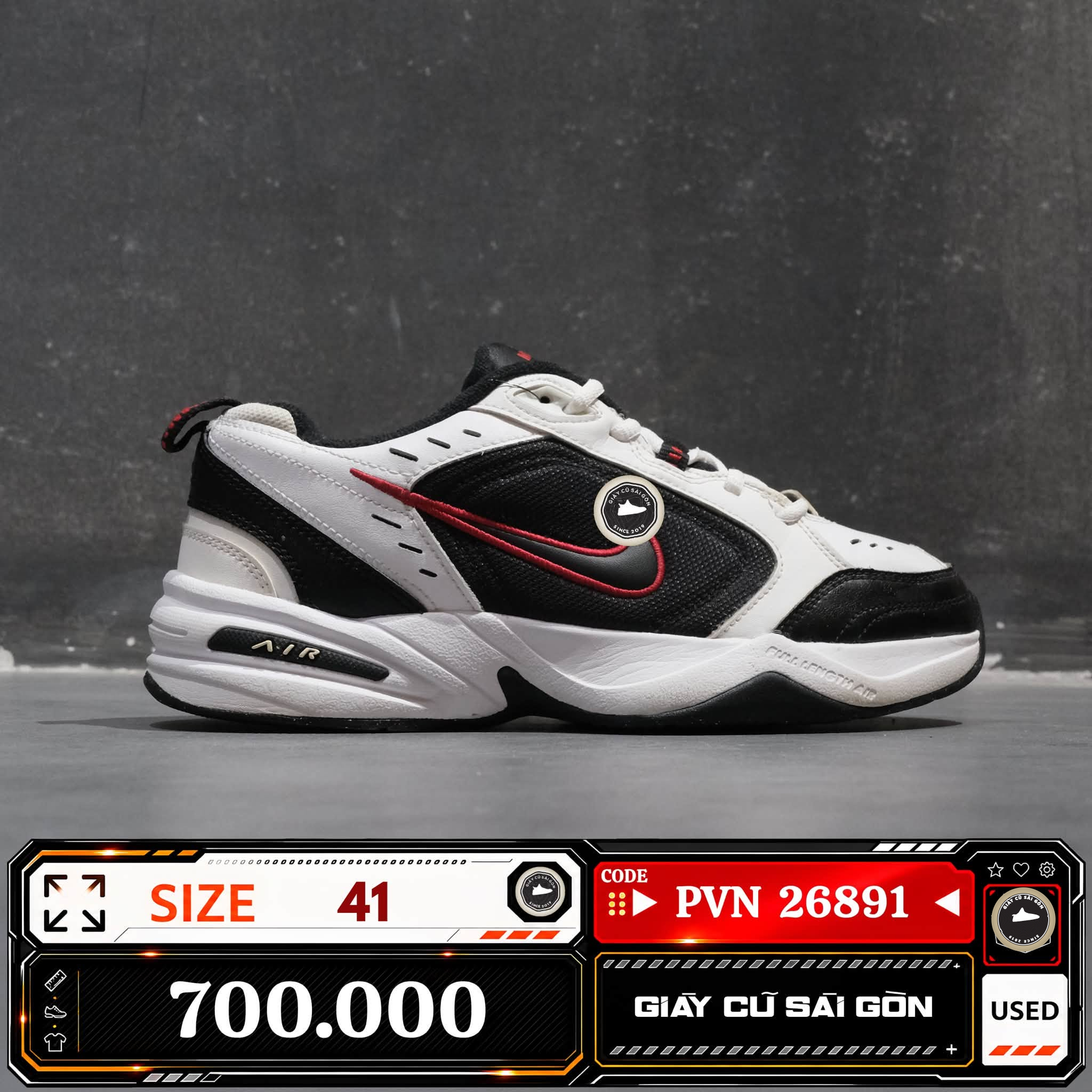 Nike Air Monarch Iv White Black Varsity Red 415445-101 Cũ Size 41 | Giày Cũ Sài Gòn PVN26891