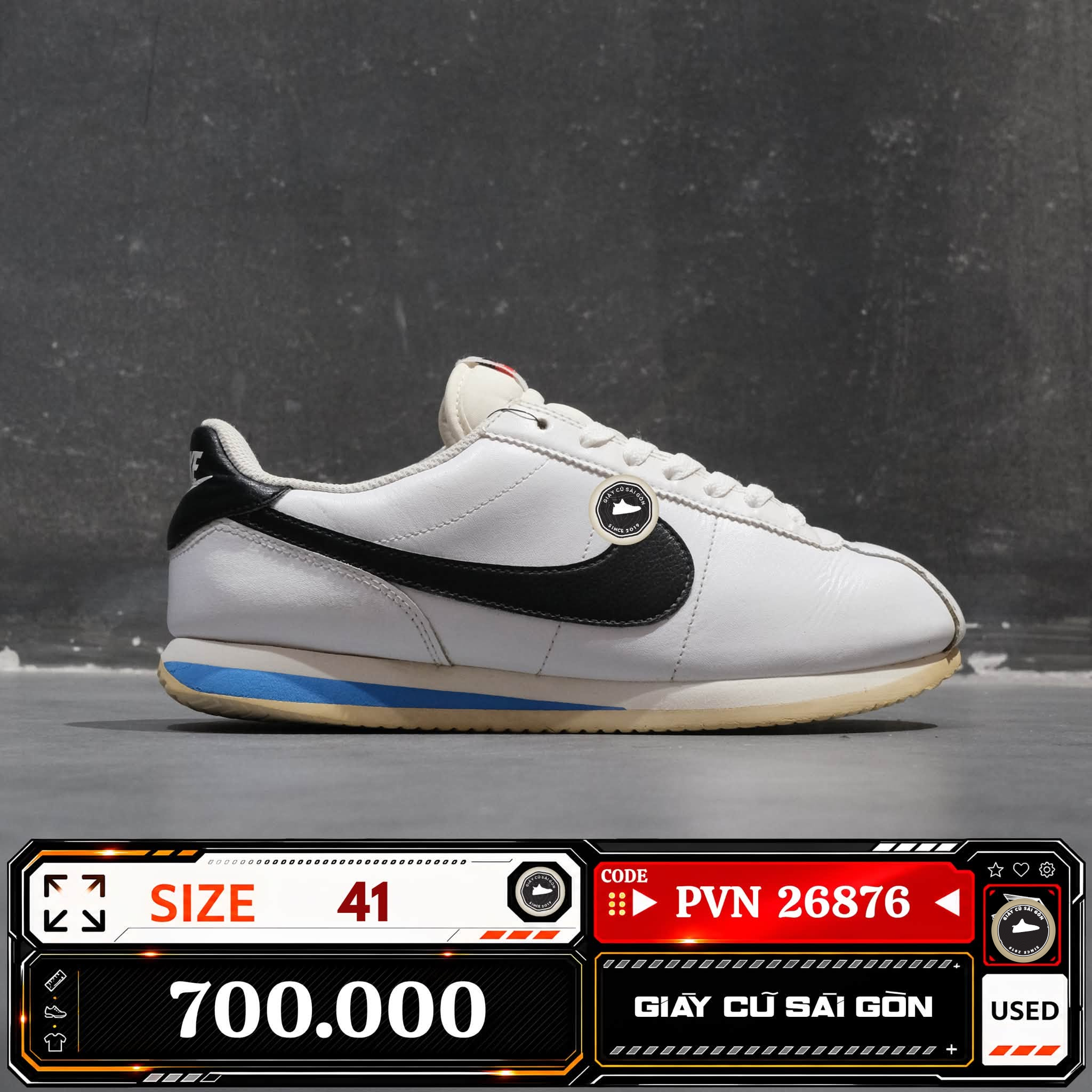 Nike Cortez '23 White Black Light Photo Blue DM4044-100 Cũ Size 41 | Giày Cũ Sài Gòn PVN26876
