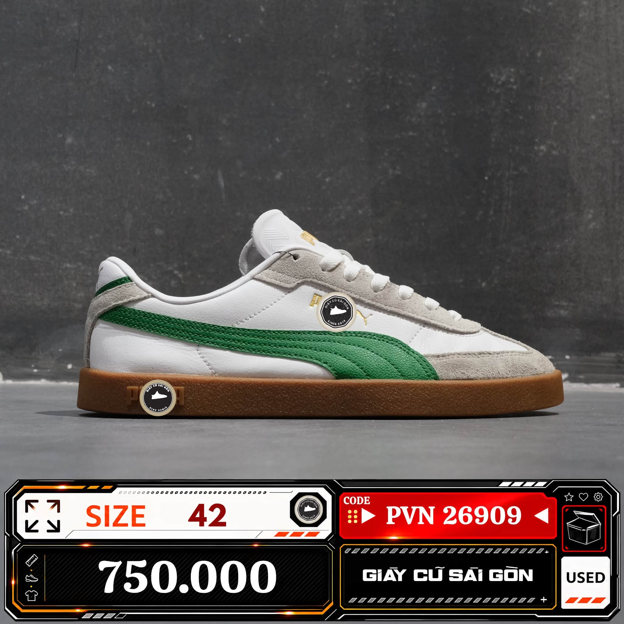 Puma Palermo White Archive Green 397447-22 Cũ Size 42 | Giày Cũ Sài Gòn PVN26909