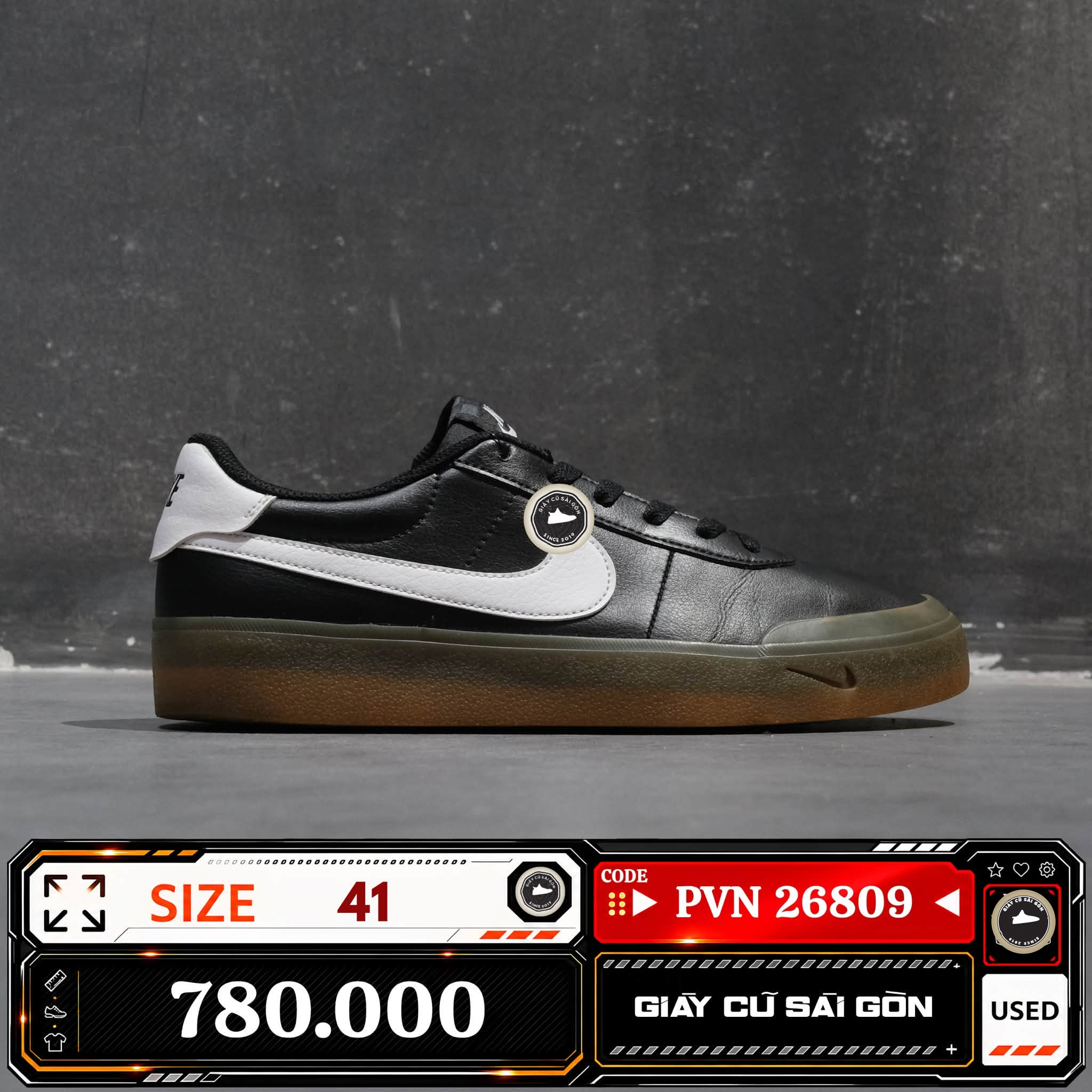 Nike Court Shot Black White Gum Light Brown FQ8146-003 Cũ Size 41 | Giày Cũ Sài Gòn PVN26809