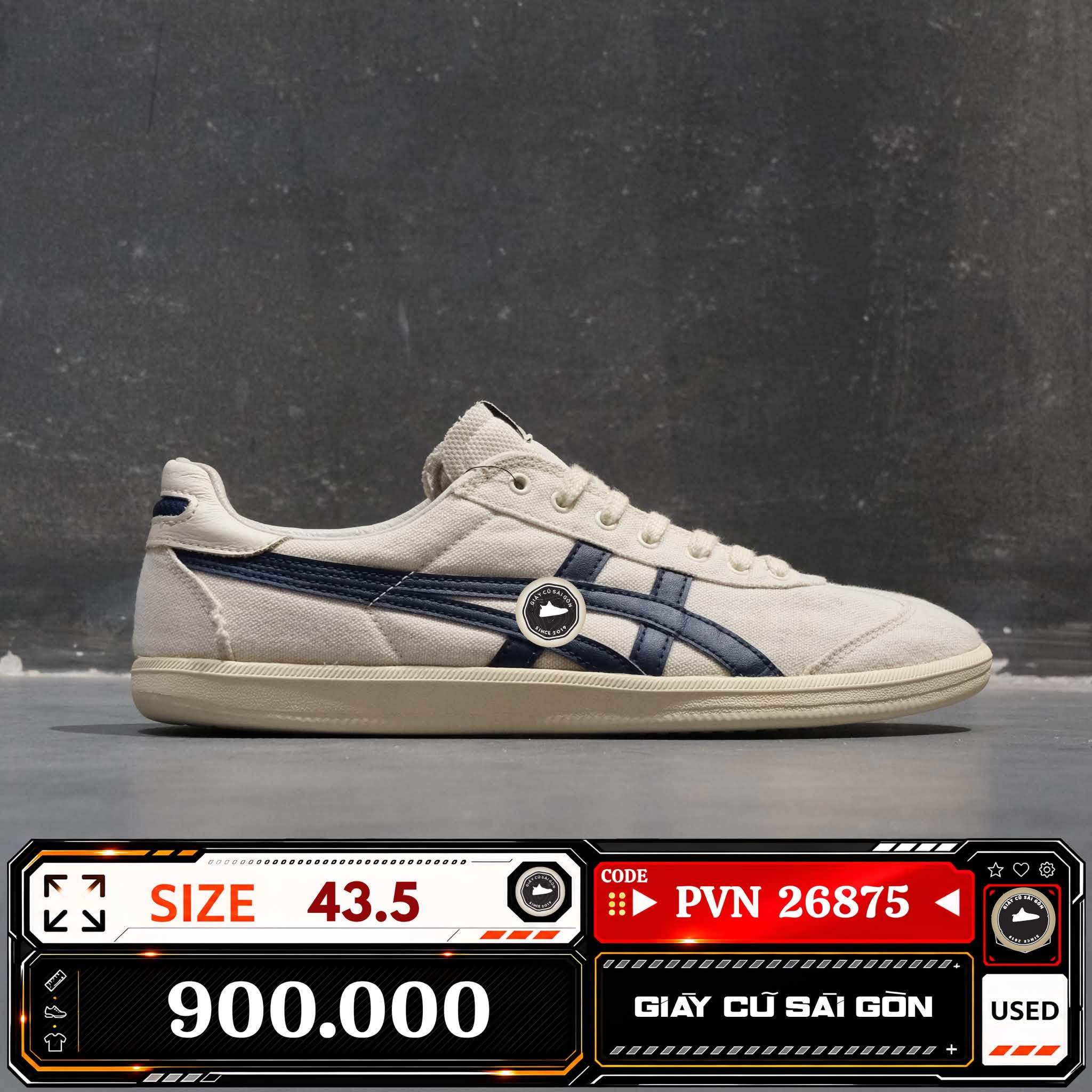Onitsuka Tiger Gsm Canvas Cream Peacoat 1183A862 1183A8-62 Cũ Size 43.5 | Giày Cũ Sài Gòn PVN26875