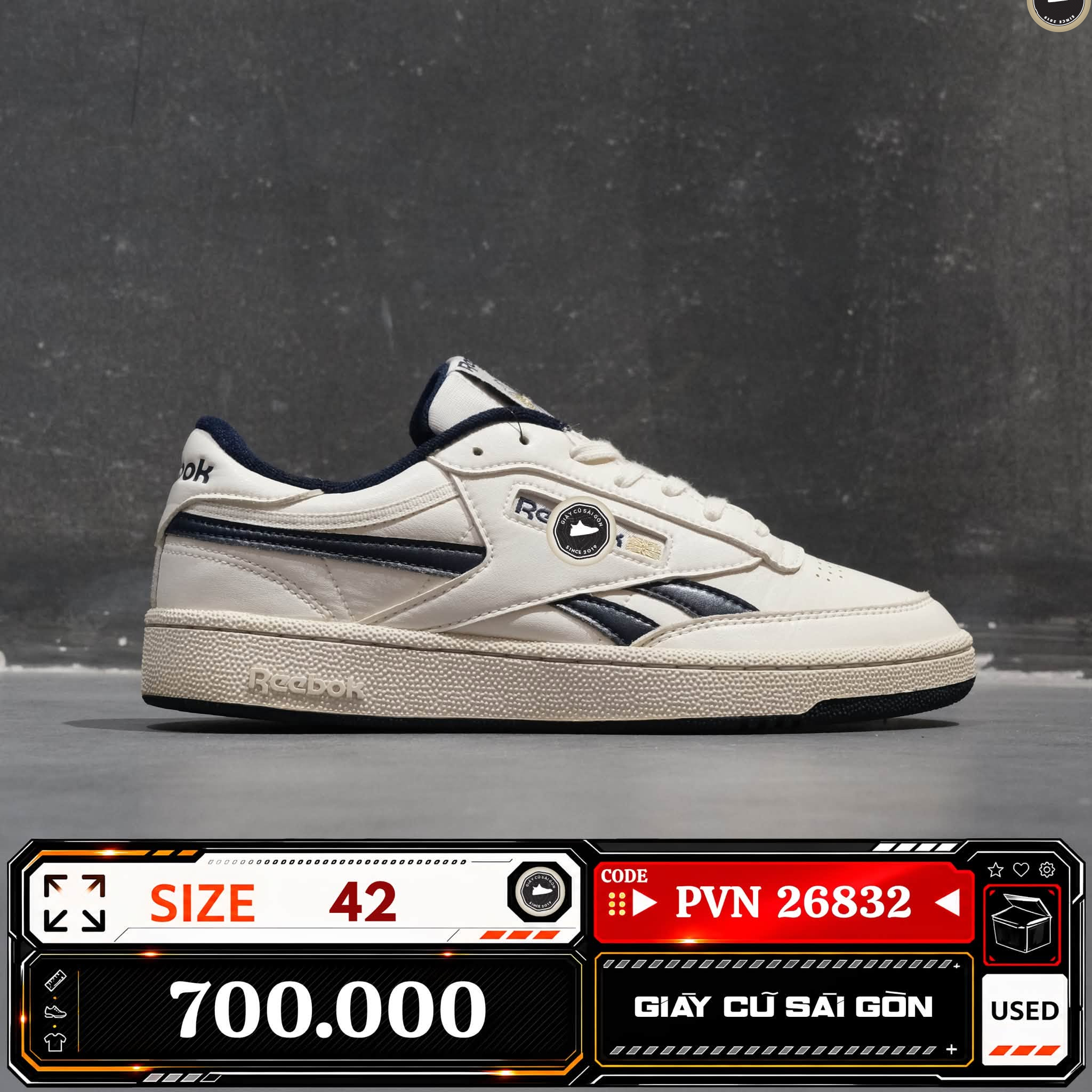 Reebok Club C 85 Vintage Chalk Alabaster Vector Navy FZ5245 Cũ Size 42 | Giày Cũ Sài Gòn PVN26832