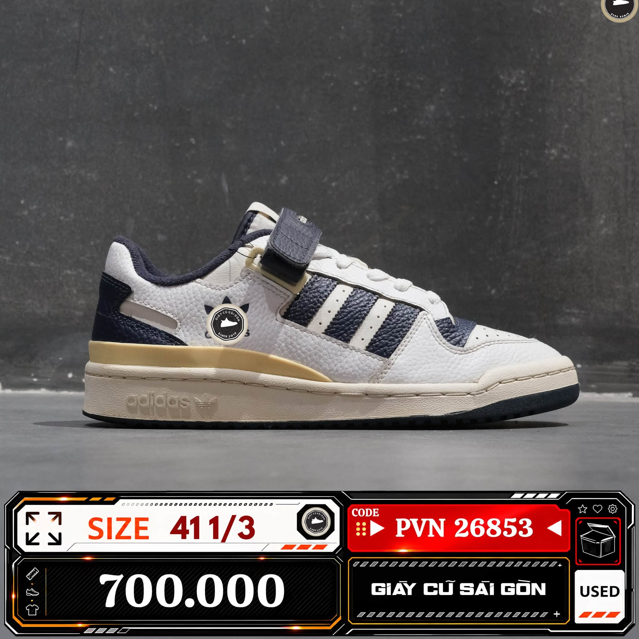Adidas Forum Low White Shadow Navy Cream White 1/3 GY5831 Cũ Size 41 | Giày Cũ Sài Gòn PVN26853