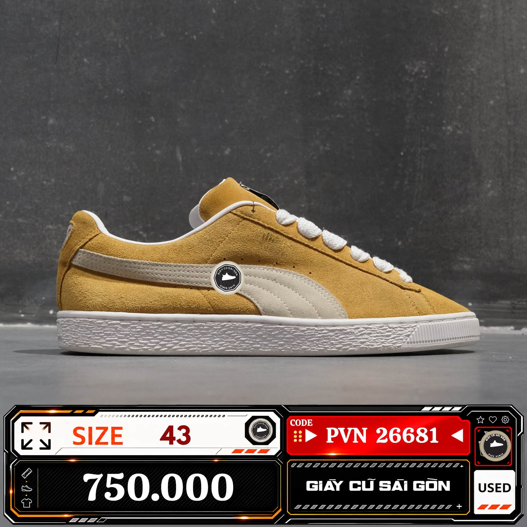 Puma Suede Classic Xxi Honey Mustard White 374915-05 Cũ Size 43 | Giày Cũ Sài Gòn PVN26681