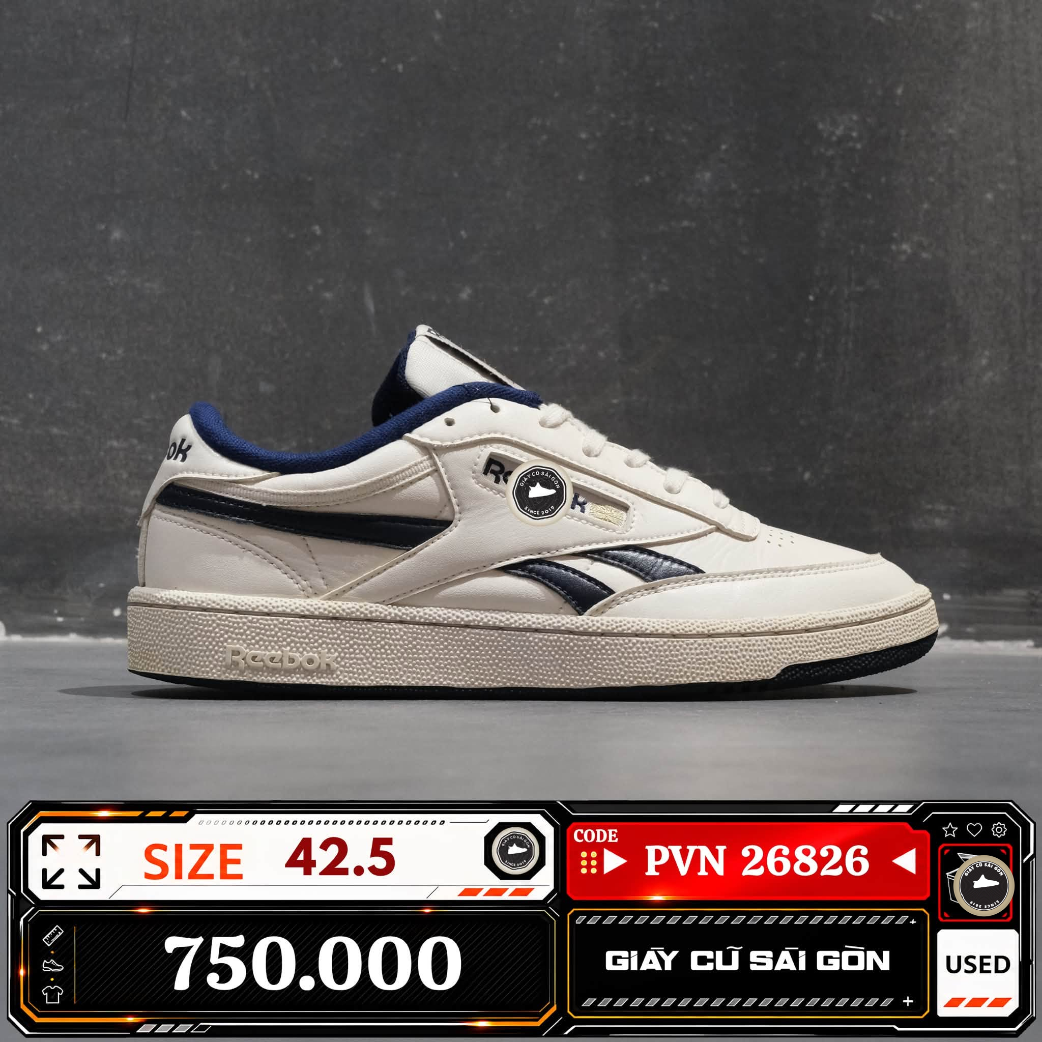Reebok Club C Revenge Chalk Vector Navy FZ5245 Cũ Size 42.5 | Giày Cũ Sài Gòn PVN26826