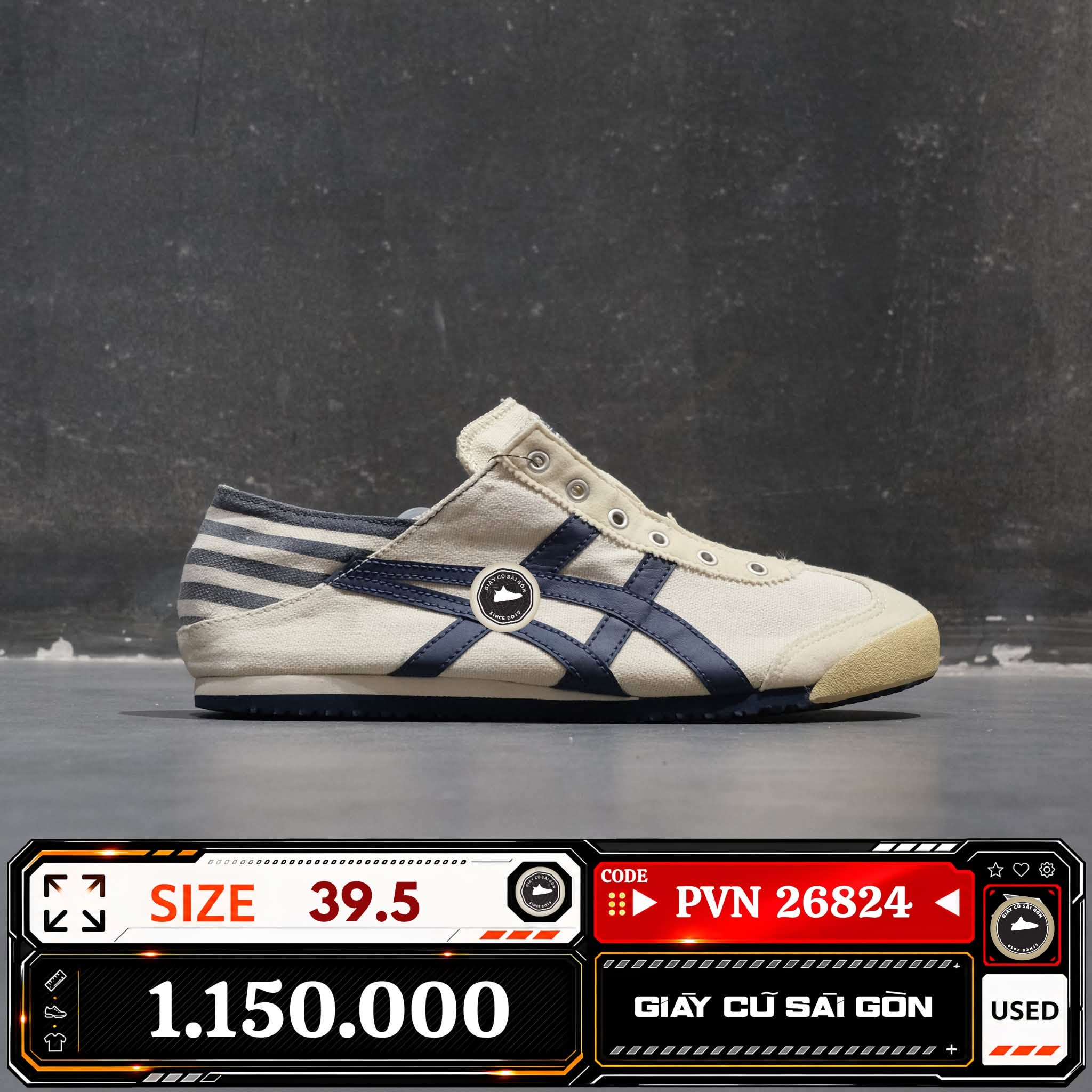 Onitsuka Tiger Mexico 66 Slip On Birch Midnight TH342N MEXICO-66 Cũ Size 39.5 | Giày Cũ Sài Gòn PVN26824