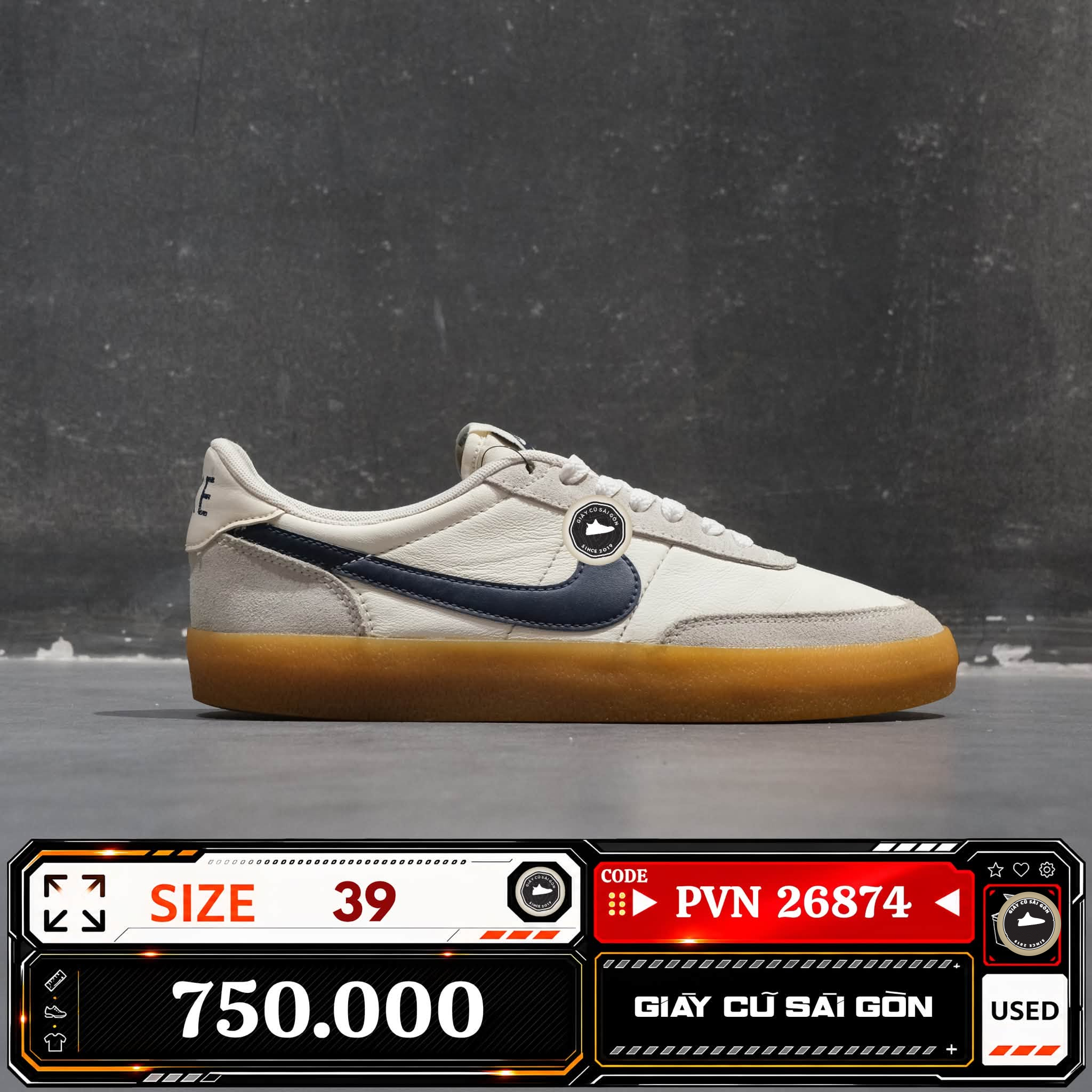 Nike Killshot 2 Leather Sail Midnight Navy Gum FZ5630-102 Cũ Size 39 | Giày Cũ Sài Gòn PVN26874