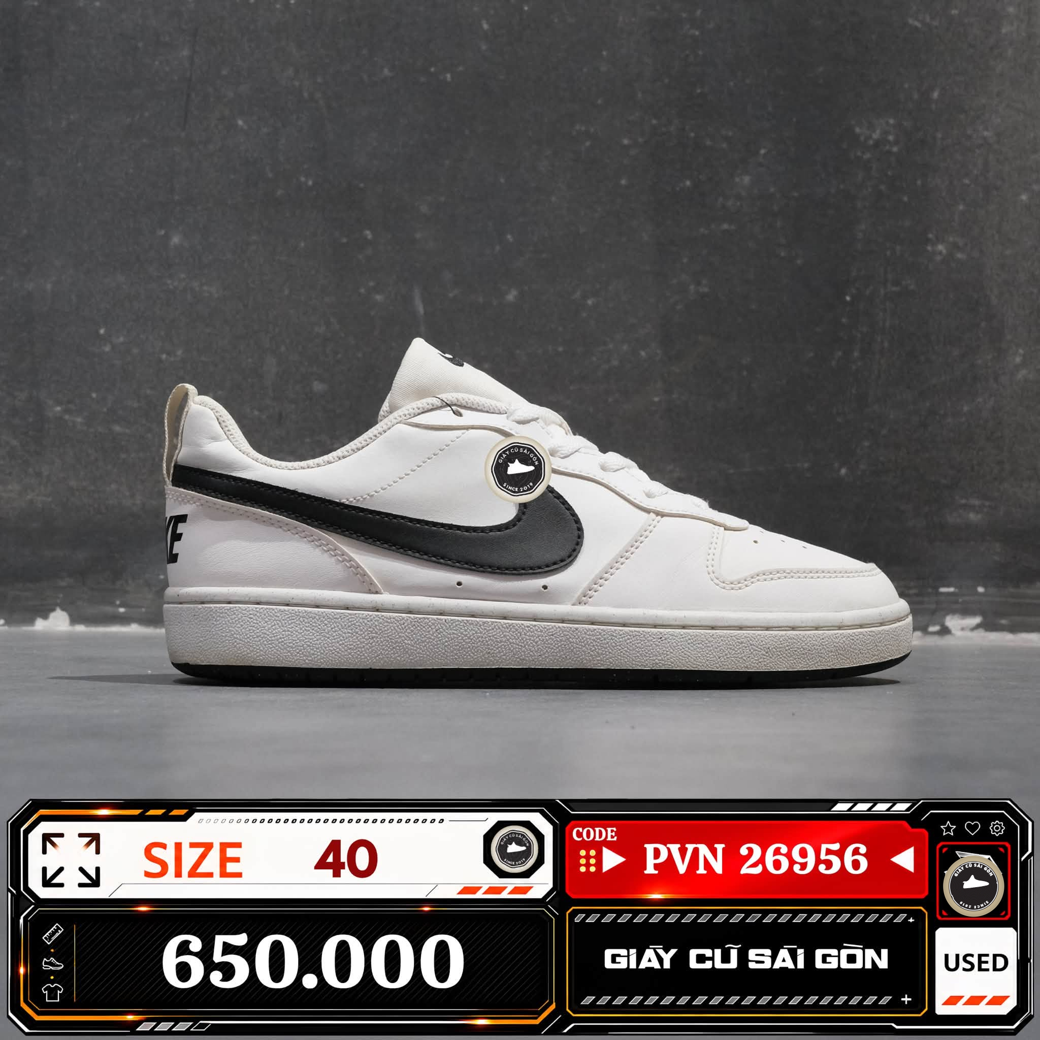Nike Court Borough Low Recraft Gs White Black DV5456-104 Cũ Size 40 | Giày Cũ Sài Gòn PVN26956