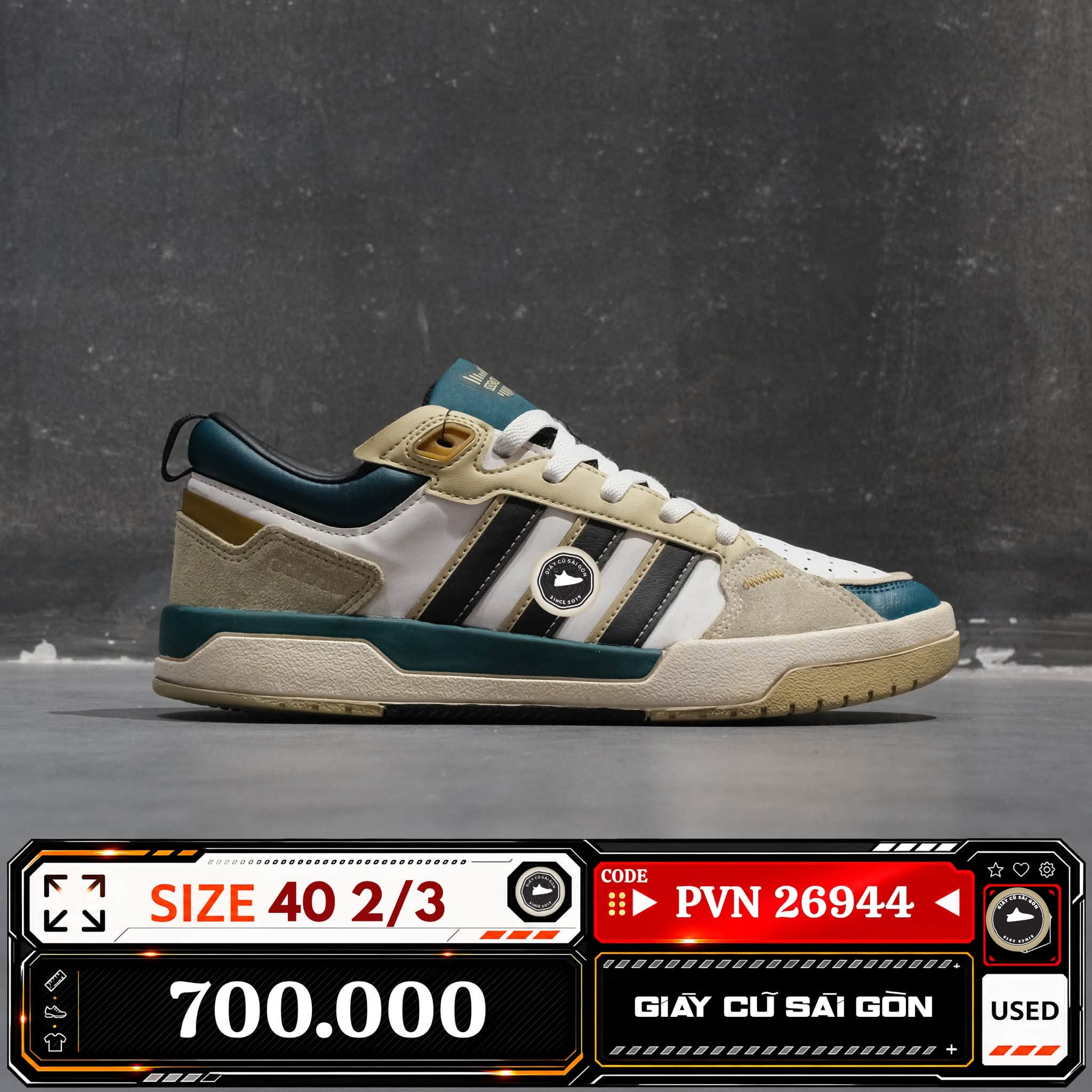 Adidas Drop Step Low White Collegiate Green 2/3 GX7145 Cũ Size 40 | Giày Cũ Sài Gòn PVN26944