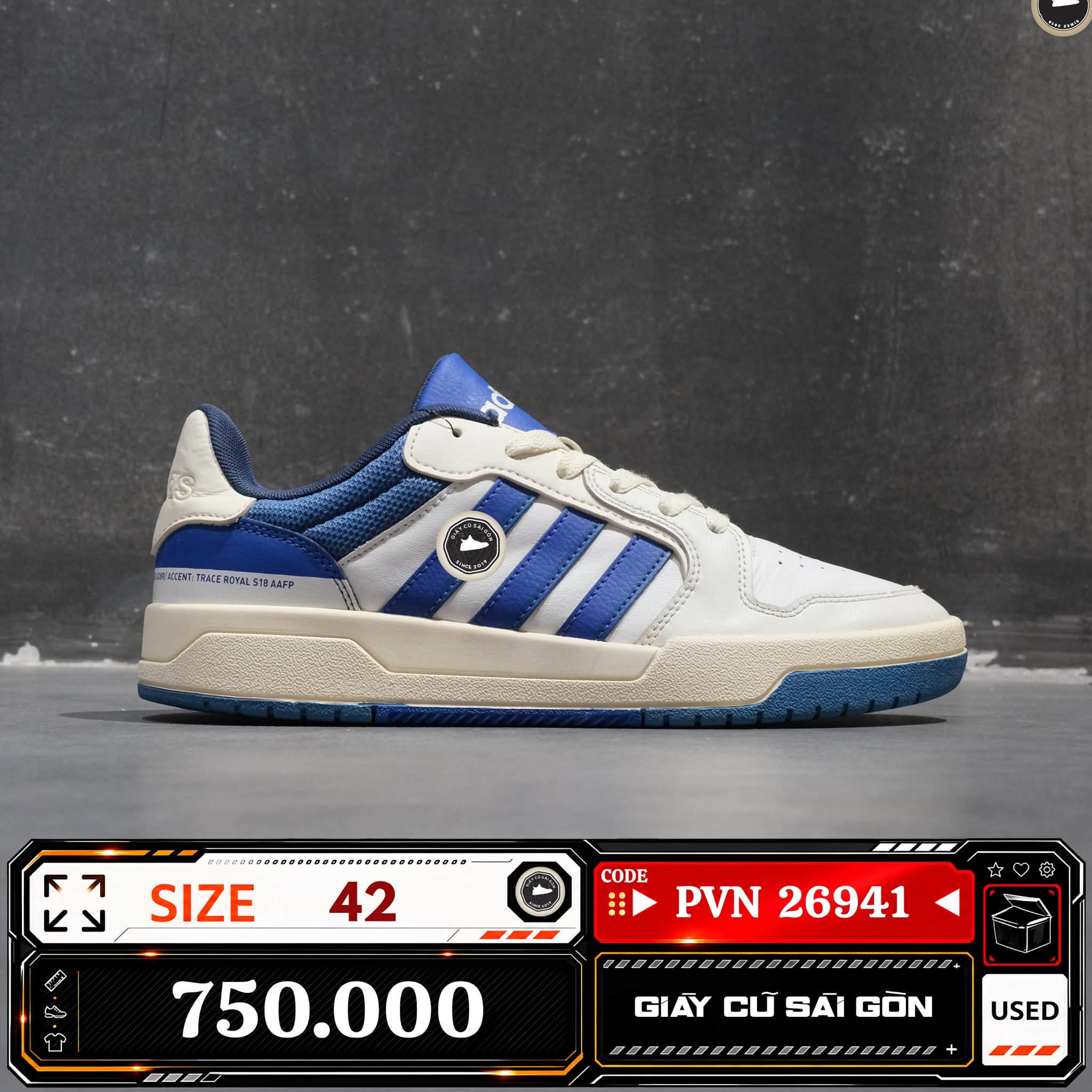Adidas Entrap Low Cloud White Team Royal Blue Q21001 Cũ Size 42 | Giày Cũ Sài Gòn PVN26941