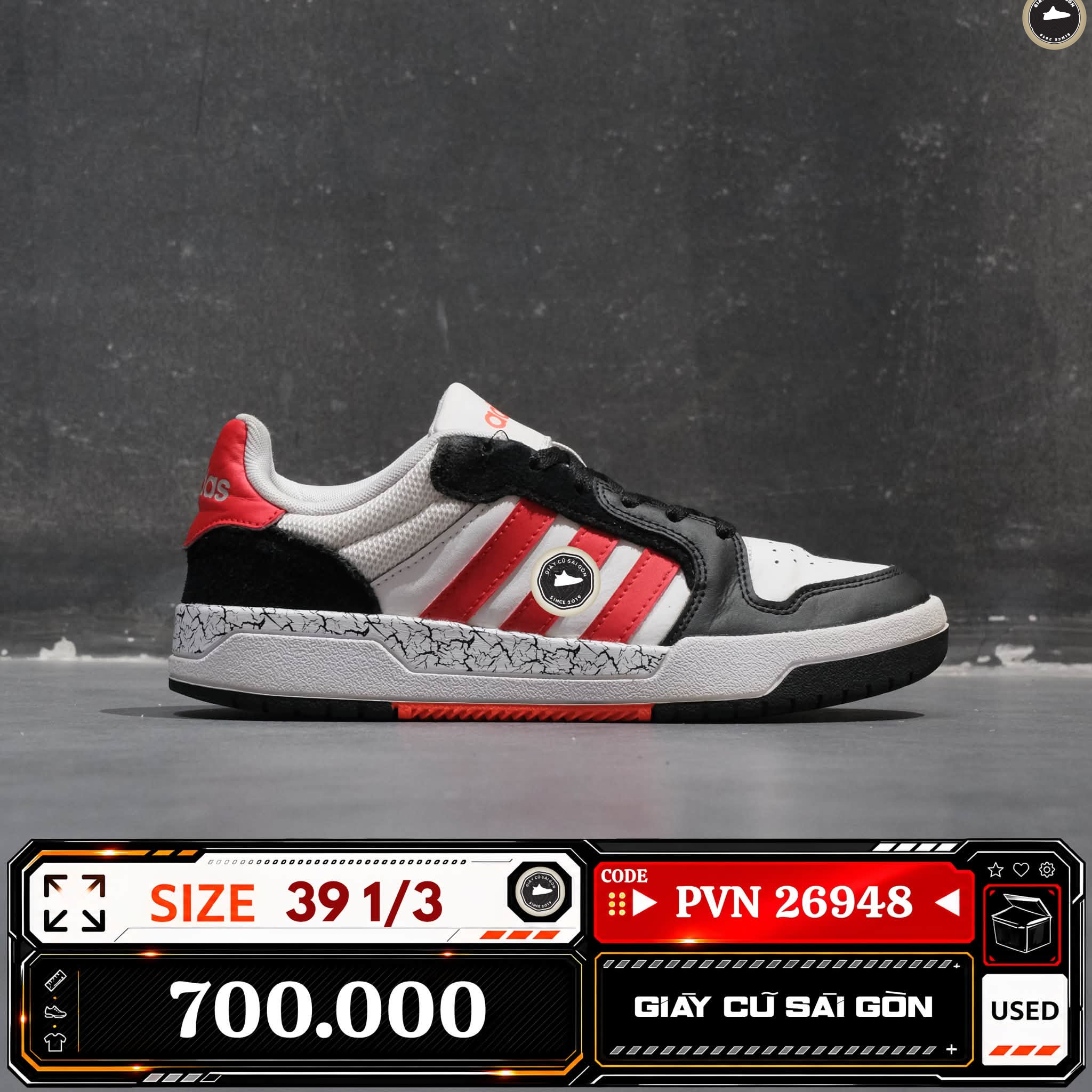 Adidas Entrap Low Cloud White Core Black Scarlet FZ1117 Cũ Size 39 1/3 | Giày Cũ Sài Gòn PVN26948