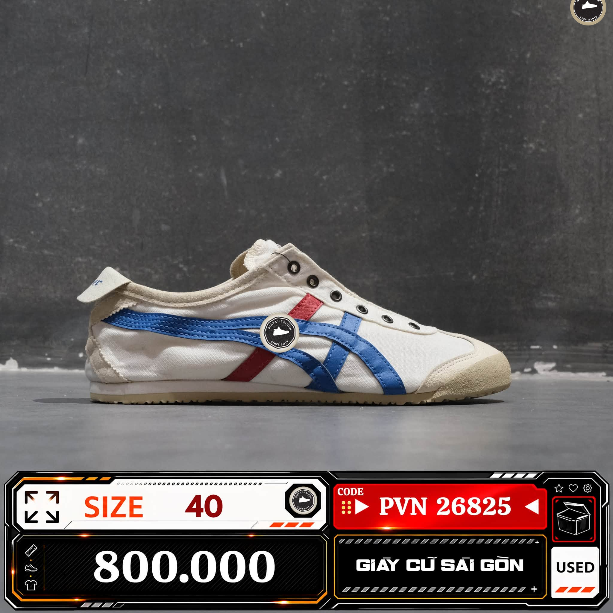 Onitsuka Tiger Mexico 66 Slip On White Tricolor 1183A360 MEXICO-66 Cũ Size 40 | Giày Cũ Sài Gòn PVN26825