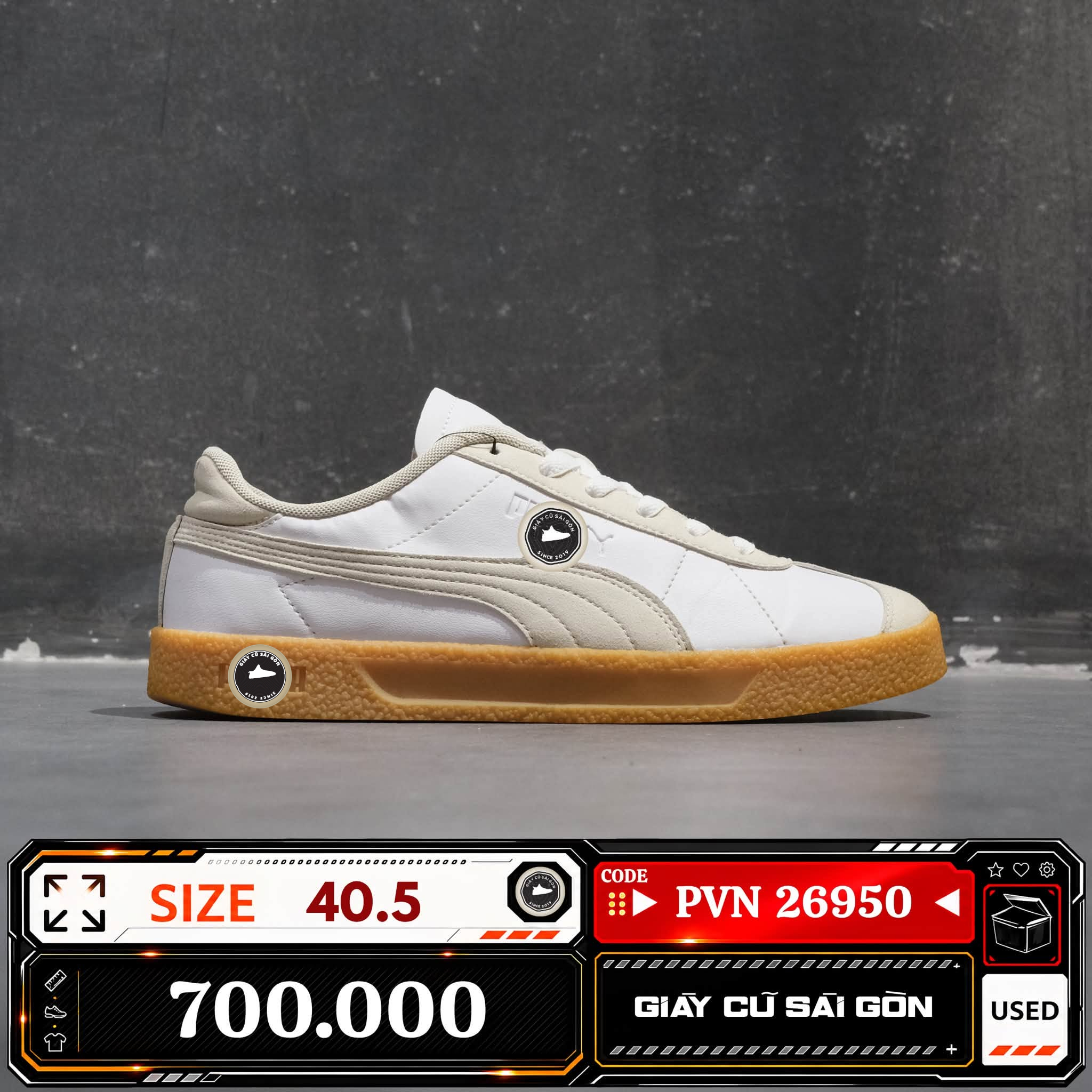 Puma Capri Gum White Pristine 386804-01 Cũ Size 40.5 | Giày Cũ Sài Gòn PVN26950