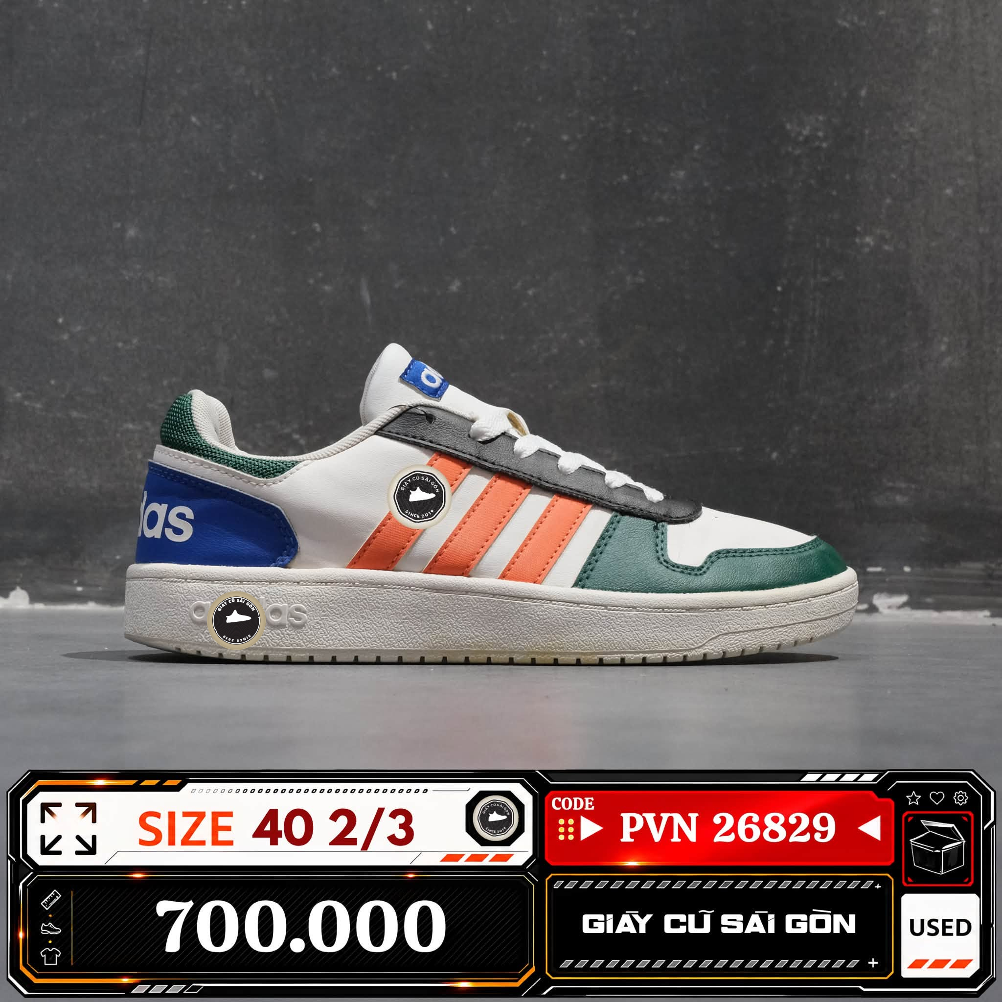 Adidas Hoops 2.0 Low GY5898 Cũ Size 40 2/3 | Giày Cũ Sài Gòn PVN26829