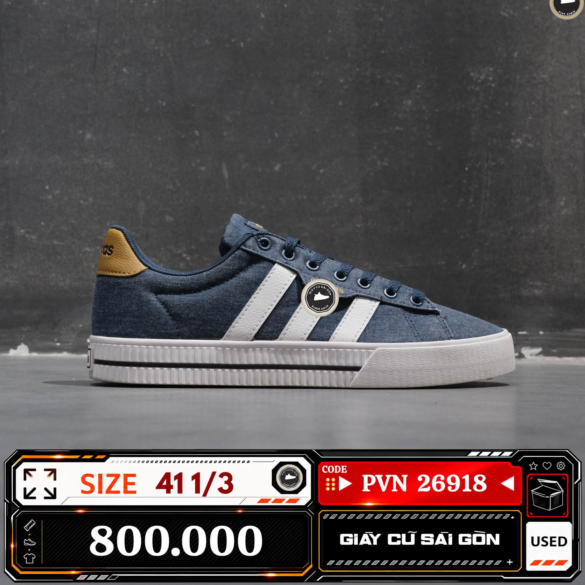 Adidas Daily 3.0 Crew Navy Cloud White GY8115 Cũ Size 41 1/3 | Giày Cũ Sài Gòn PVN26918
