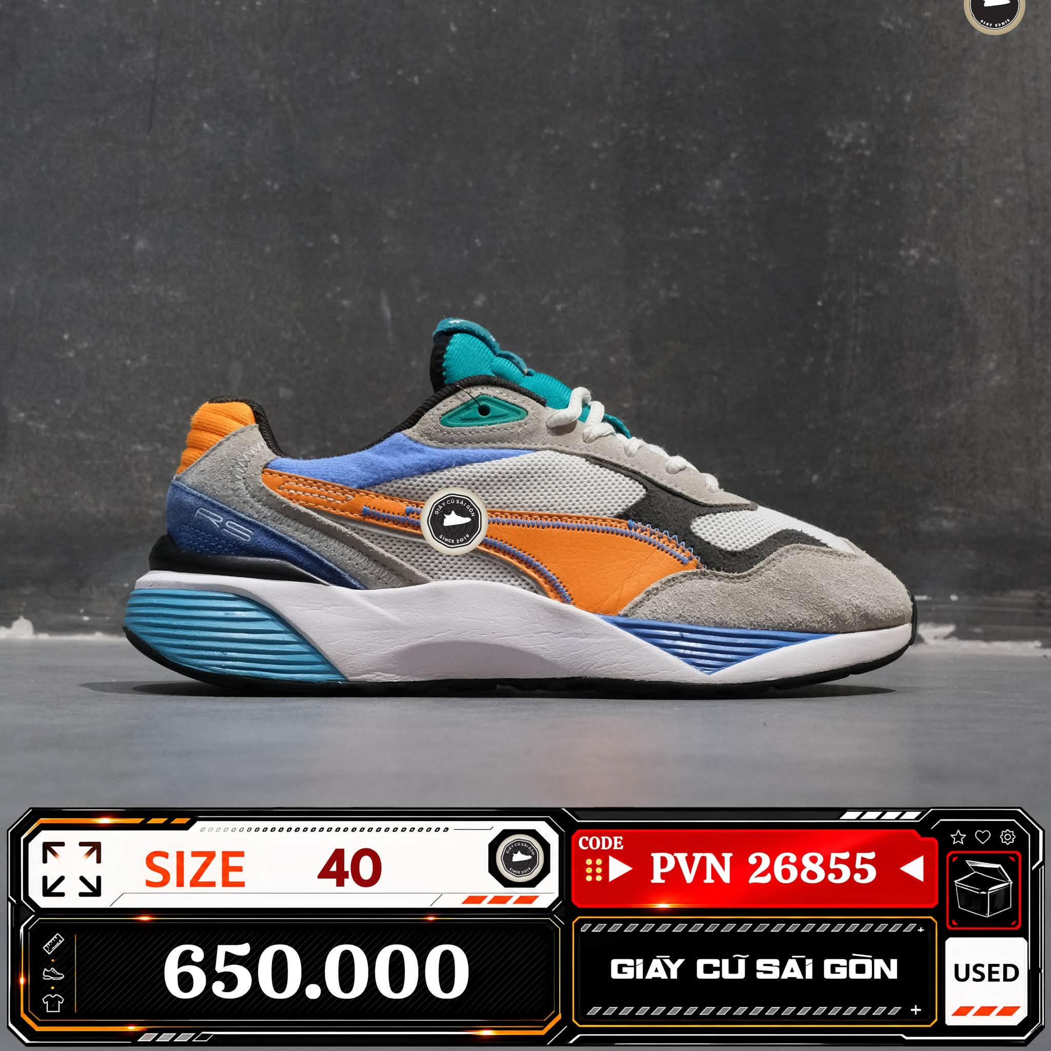 Puma Rs Metric 'white Vibrant Orange' 386169-01 Cũ Size 40 | Giày Cũ Sài Gòn
