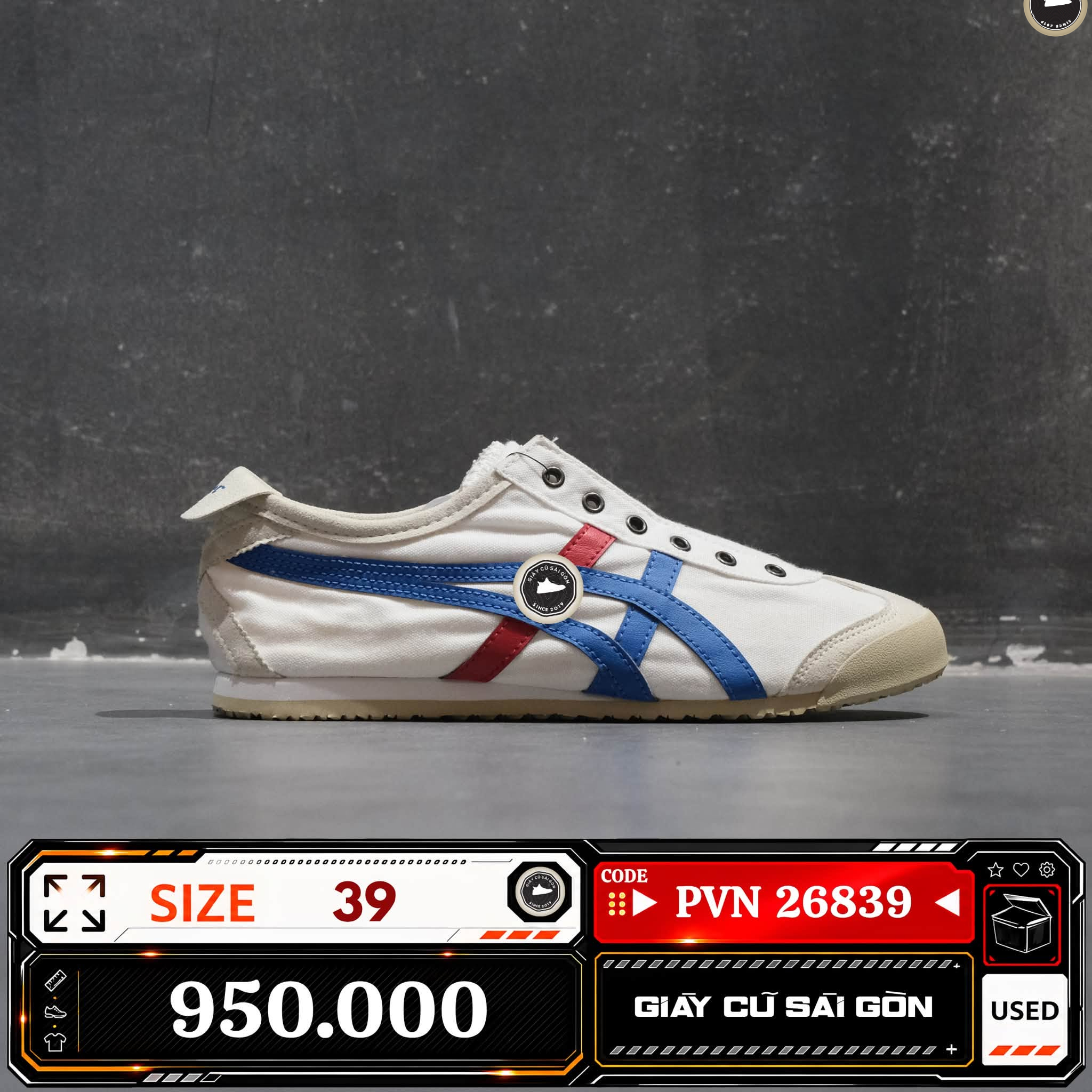 Onitsuka Tiger Mexico 66 Slip On White Tricolor 1183A360 MEXICO-66 Cũ Size 39 | Giày Cũ Sài Gòn