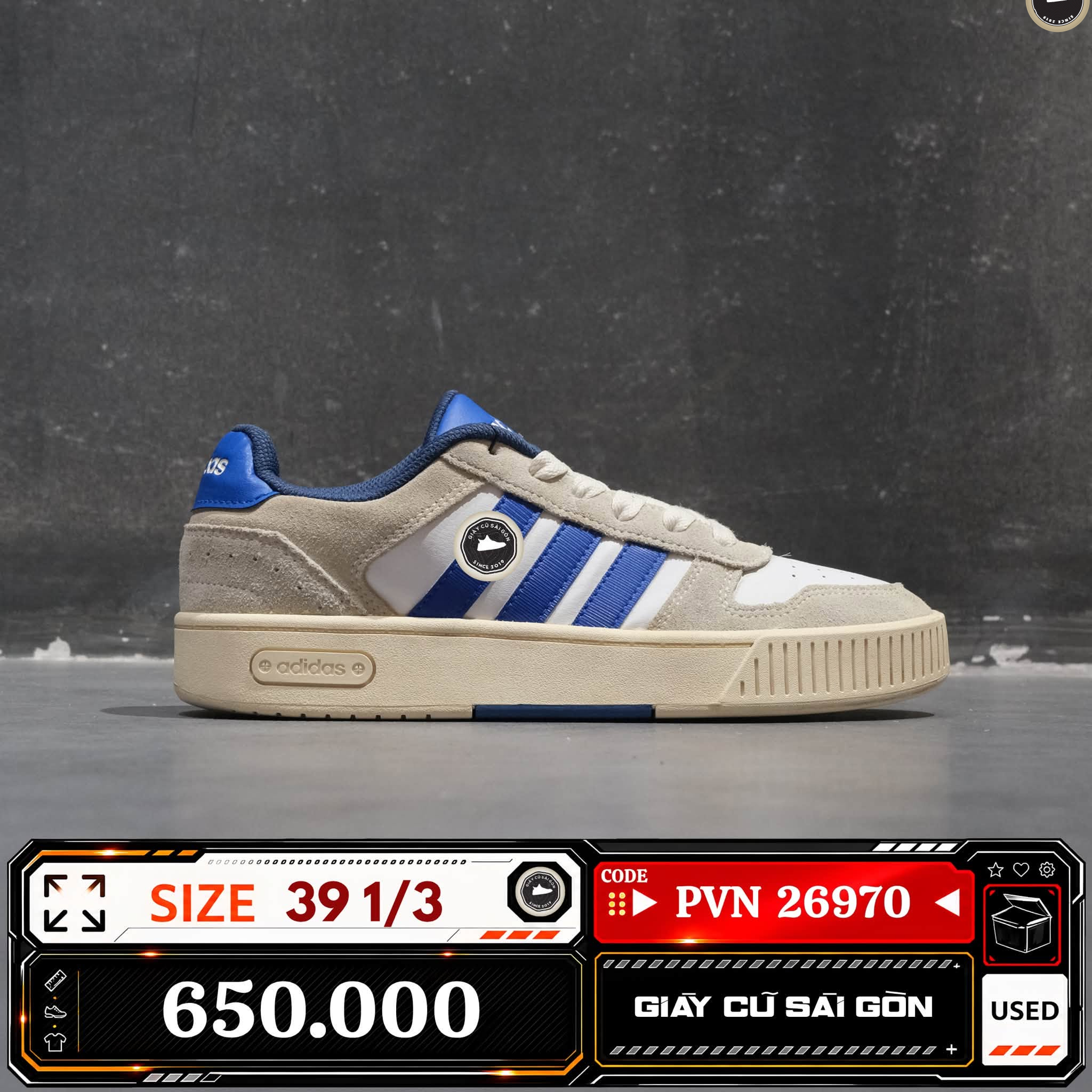 Adidas Court Silk Cloud White Royal Blue JH8811 Cũ Size 39 1/3 | Giày Cũ Sài Gòn