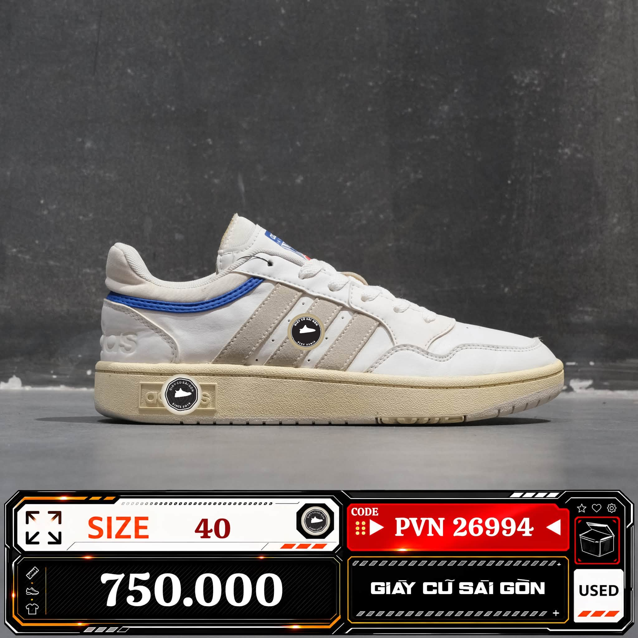 Adidas Hoops 3.0 Low Classic Vintage Shoes GZ1346 Cũ Size 40 | Giày Cũ Sài Gòn