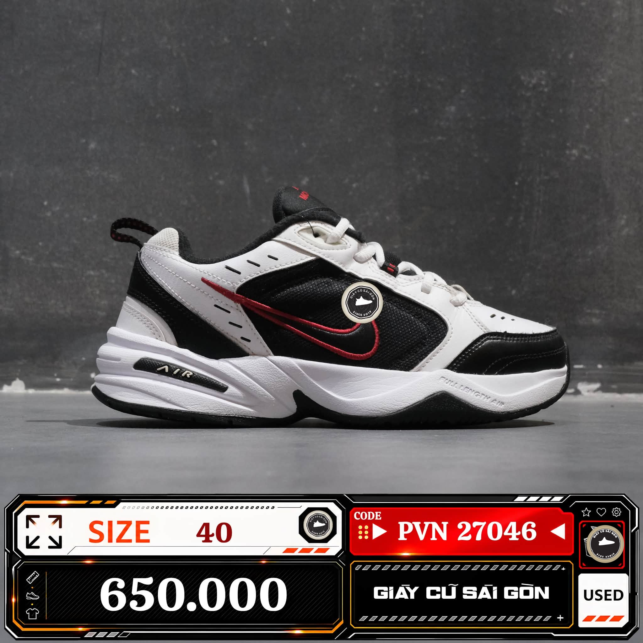 Nike Air Monarch Iv White Black Varsity Red 415445-101 Cũ Size 40 | Giày Cũ Sài Gòn
