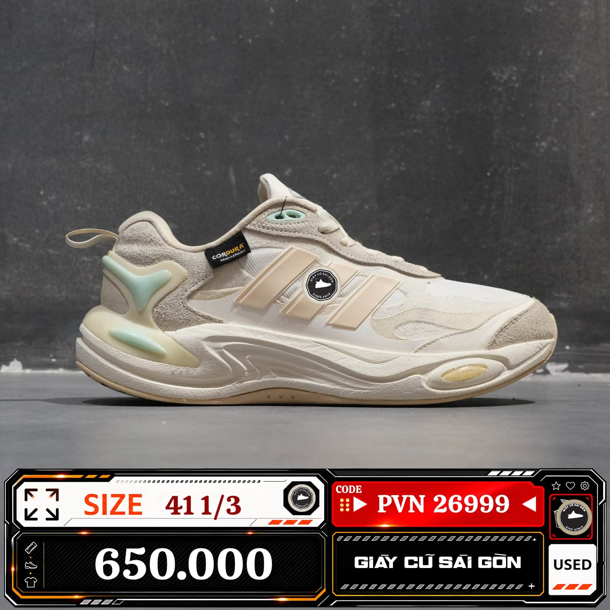 Adidas Originals Ozmillen Climawarm Cordura Wonder White IH0474 Cũ Size 41 1/3 | Giày Cũ Sài Gòn