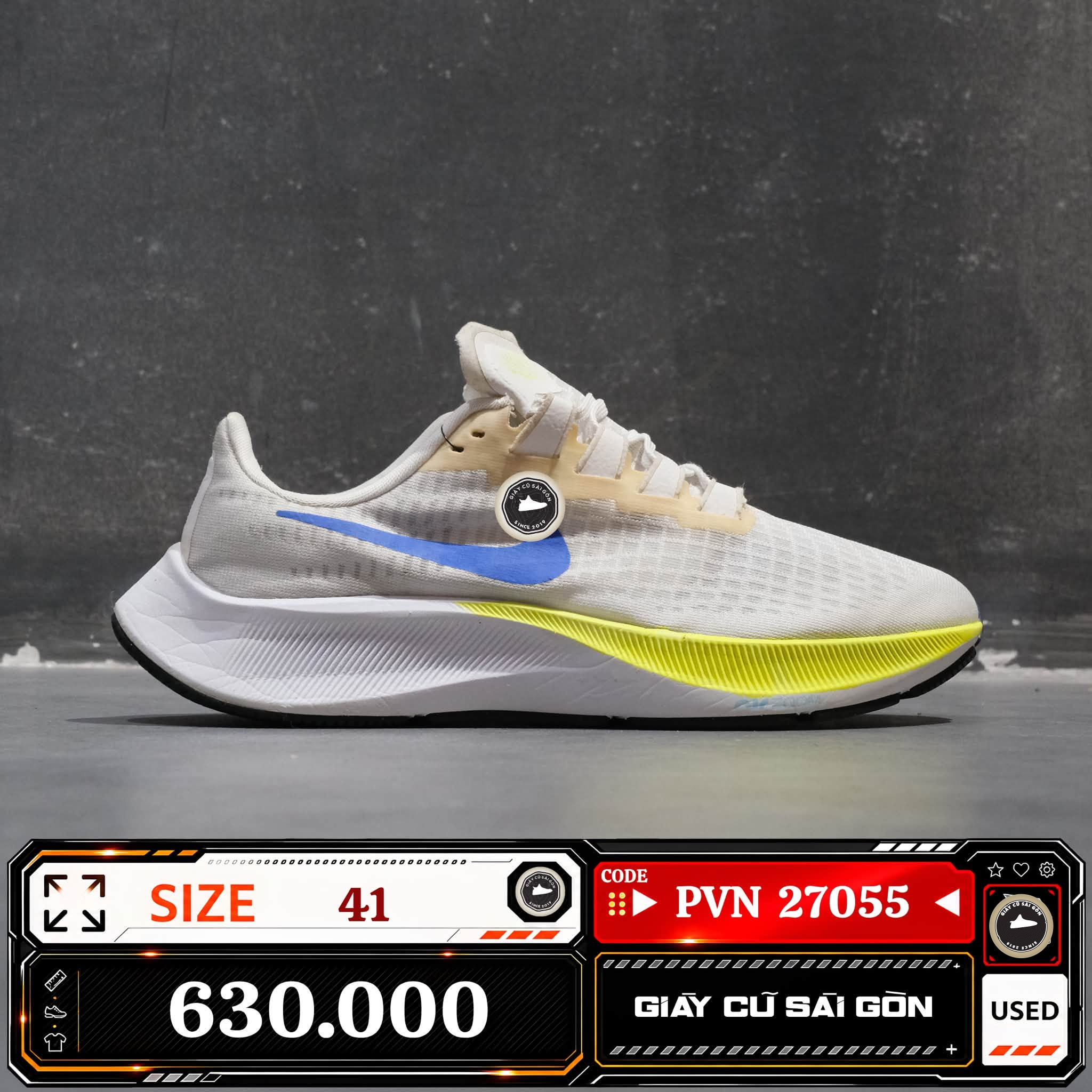 Nike Air Zoom Pegasus 37 White Racer Blue BQ9646-102 Cũ Size 41 | Giày Cũ Sài Gòn