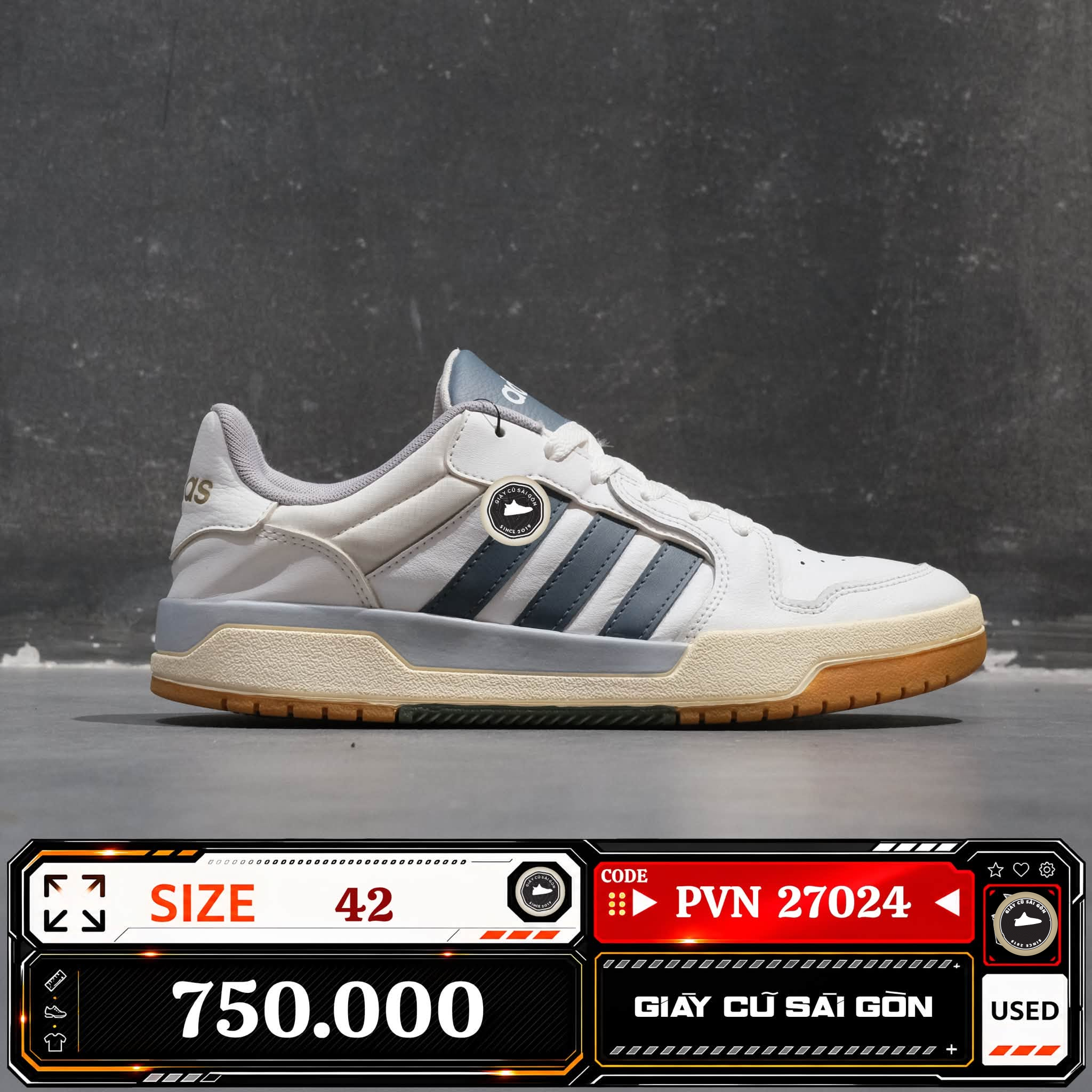 Adidas Entrap Cloud White Crew Navy Gum JQ3925 Cũ Size 42 | Giày Cũ Sài Gòn