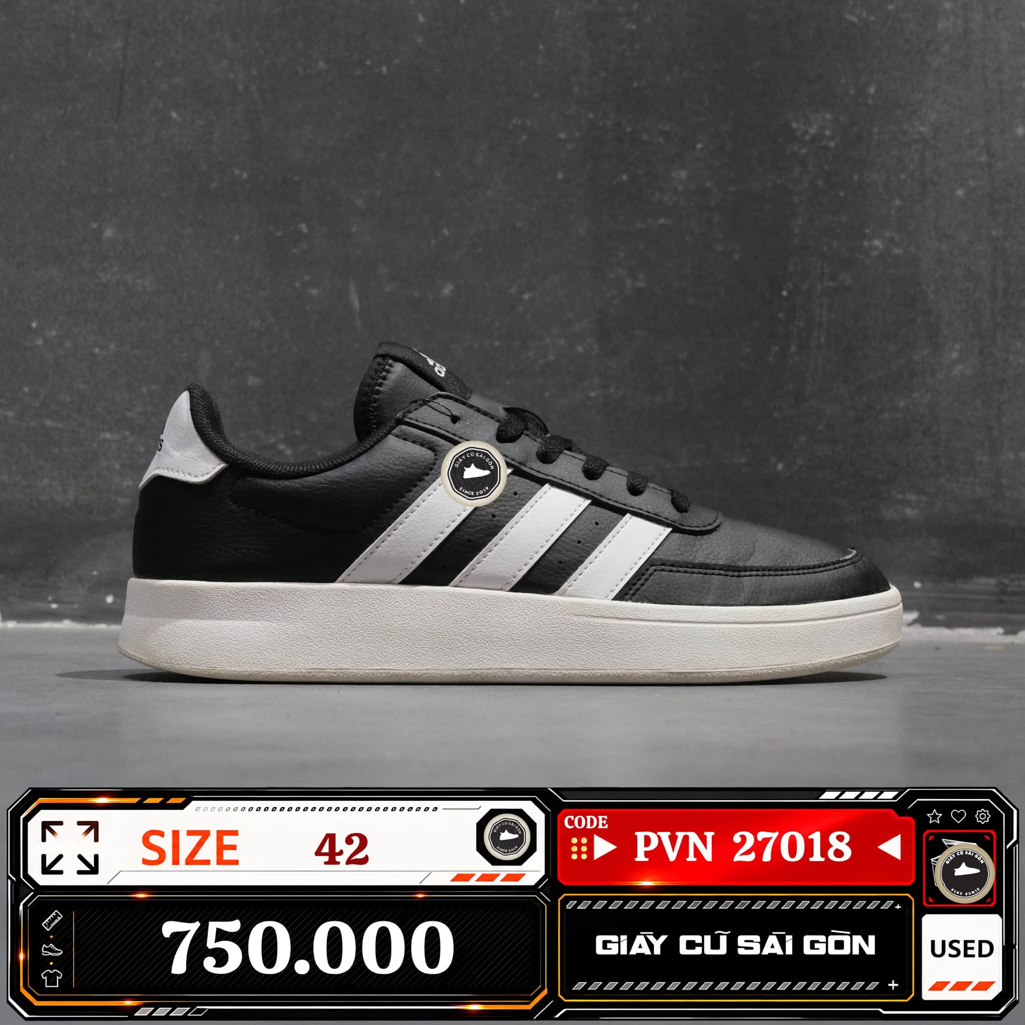 Adidas Breaknet 2.0 Shoes Core Black Cloud White HP9425 Cũ Size 42 | Giày Cũ Sài Gòn