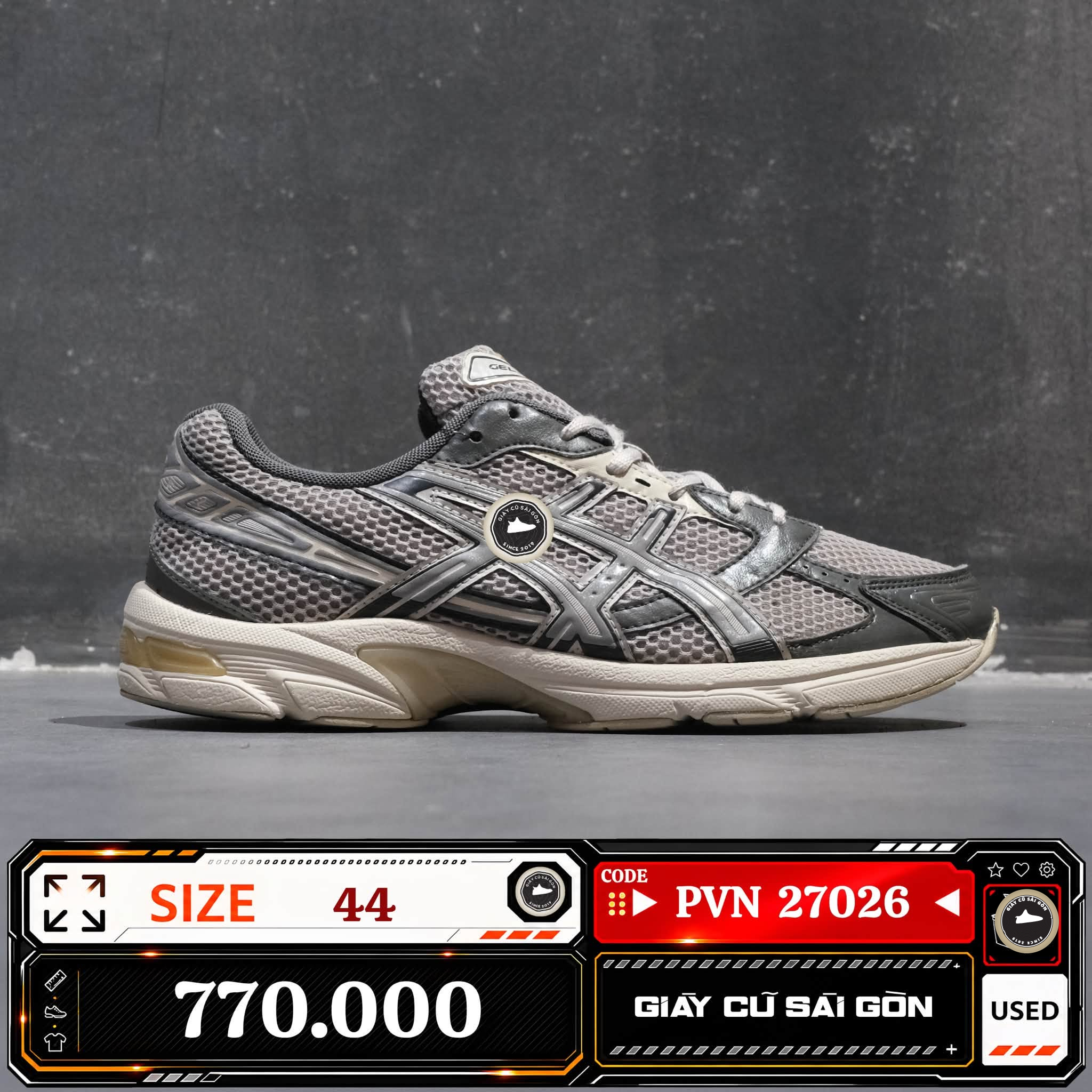 Asics Gel 1130 Piedmont Grey Sheet Rock 1201A256 1201A2-56 Cũ Size 44 | Giày Cũ Sài Gòn PVN27026