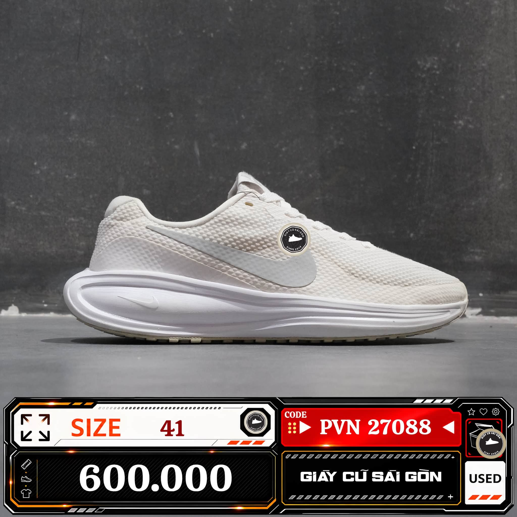 Nike Revolution 8 White Pure Platinum HJ9198-100 Cũ Size 41 | Giày Cũ Sài Gòn