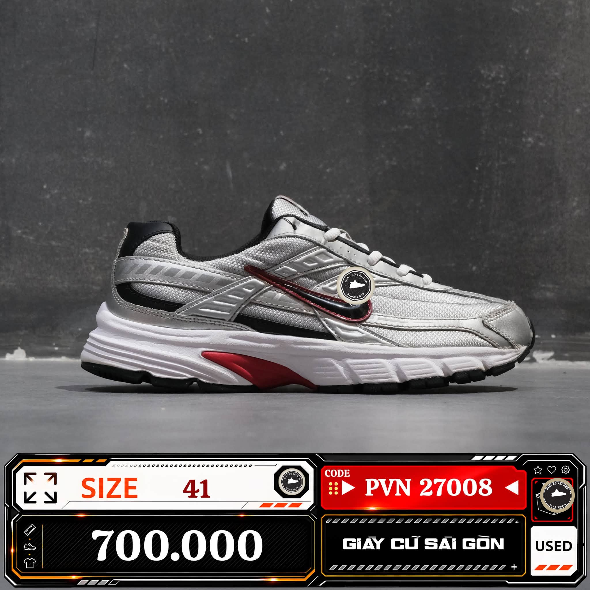 Nike Initiator Metallic Silver Black University Red 394055-001 Cũ Size 41 | Giày Cũ Sài Gòn