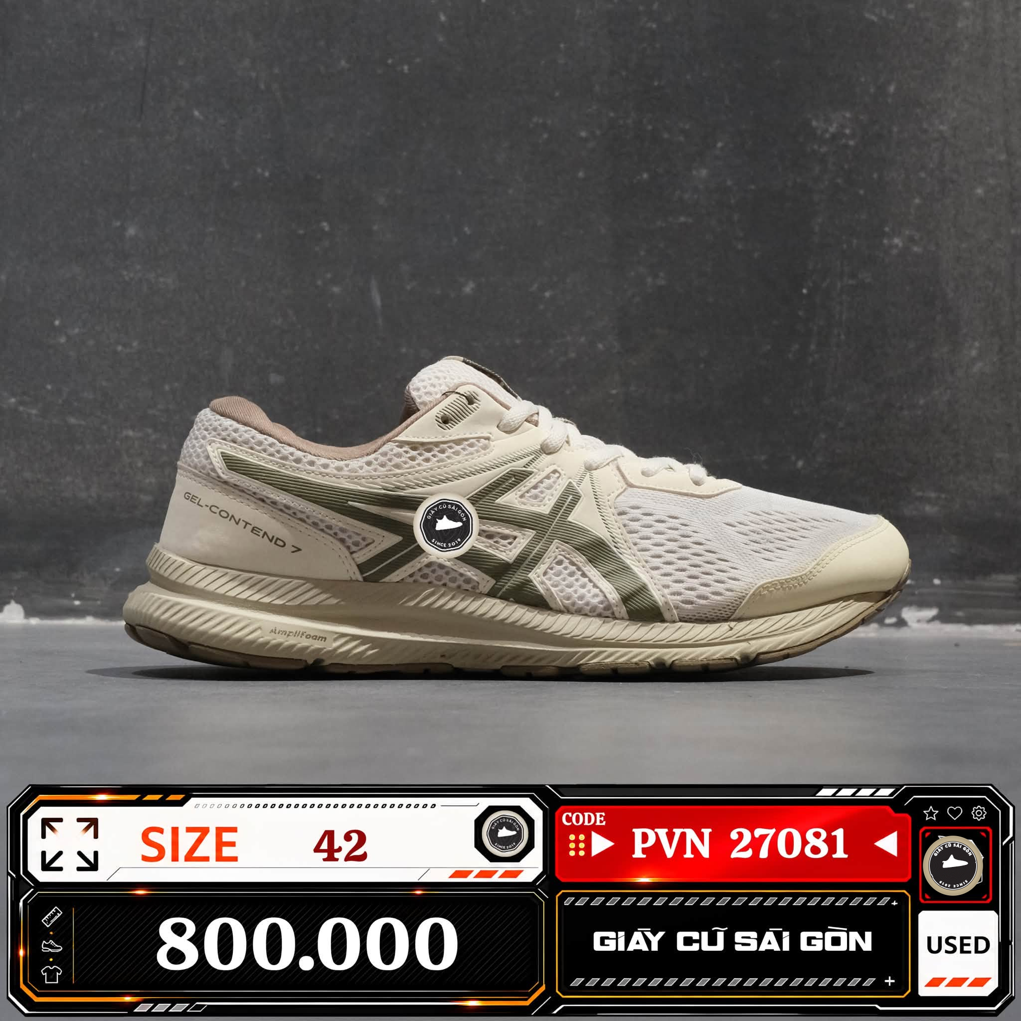 Asics Gel Contend 7 Beige Green 1011B730 1011B7-30 Cũ Size 42 | Giày Cũ Sài Gòn