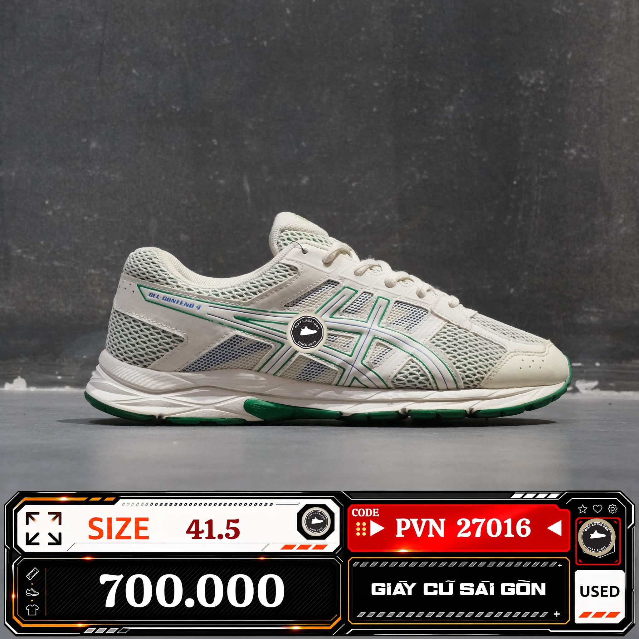Asics Gel Contend 4 'white And Green' 1011B896 1011B8-96 Cũ Size 41.5 | Giày Cũ Sài Gòn