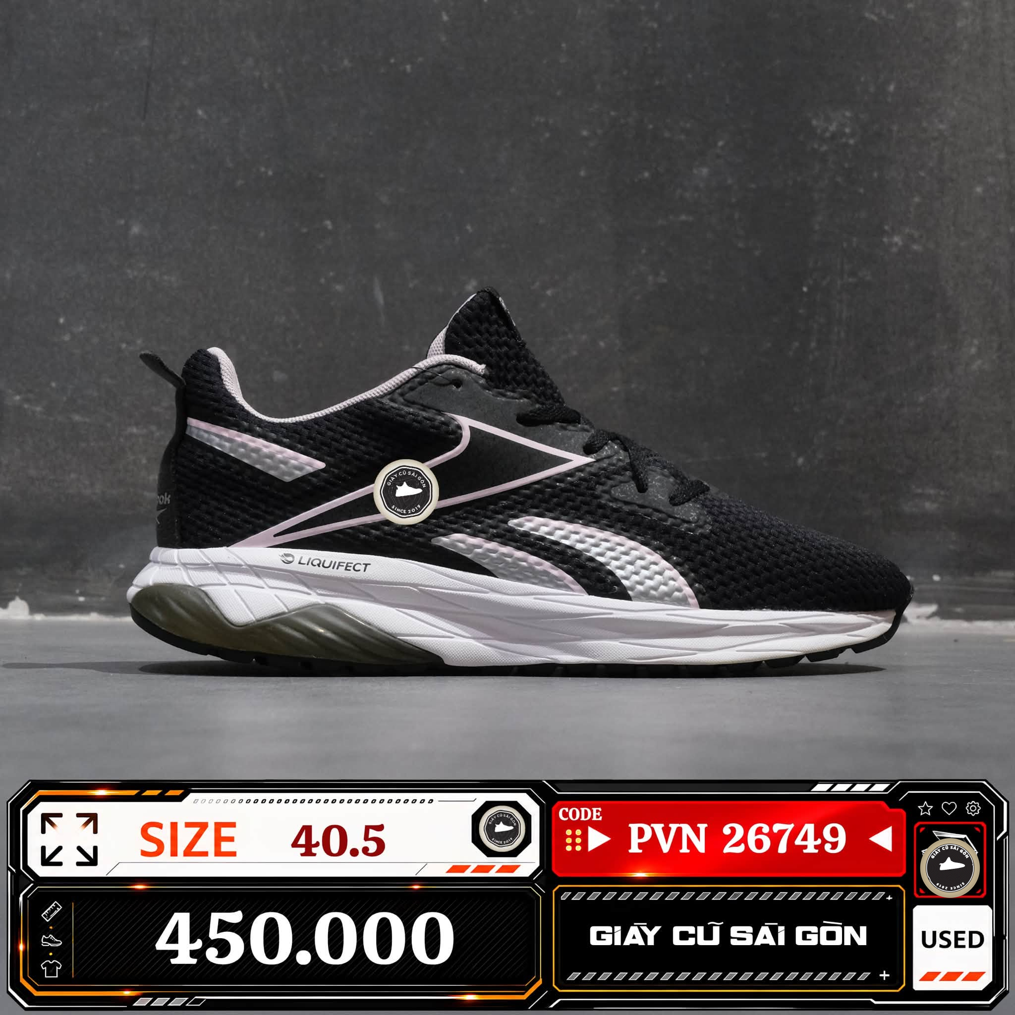 Reebok Liquifect 180 Spring Ap Black Pixel Pink FW4850 Cũ Size 40.5 | Giày Cũ Sài Gòn | PVN26749