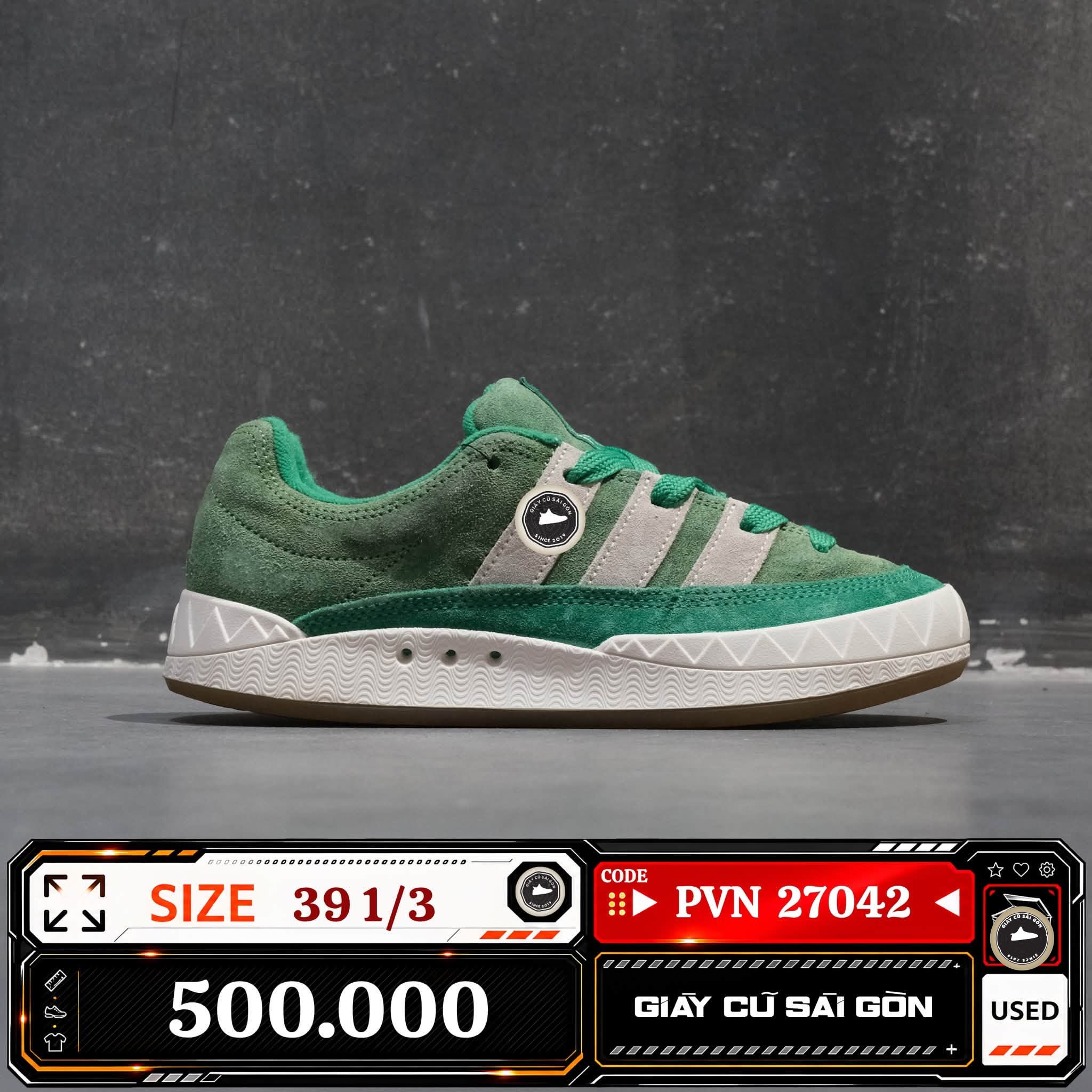 Adidas Originals Lawsuit Green Cloud White Gum ID8267 Cũ Size 39 1/3 | Giày Cũ Sài Gòn | PVN27042
