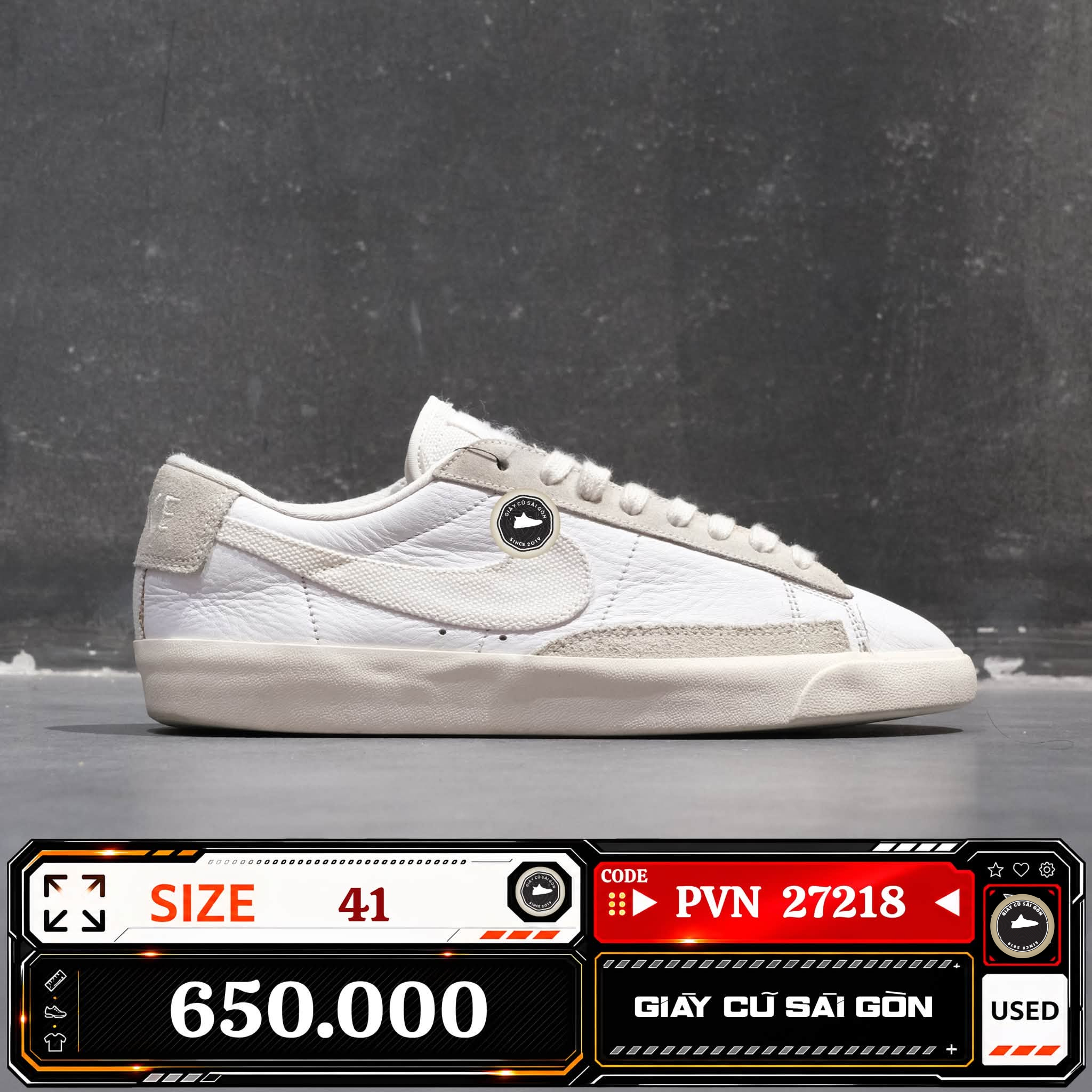 Nike Blazer Low Leather 'white Sail' CW7585-100 Cũ Size 41 | Giày Cũ Sài Gòn | PVN27218