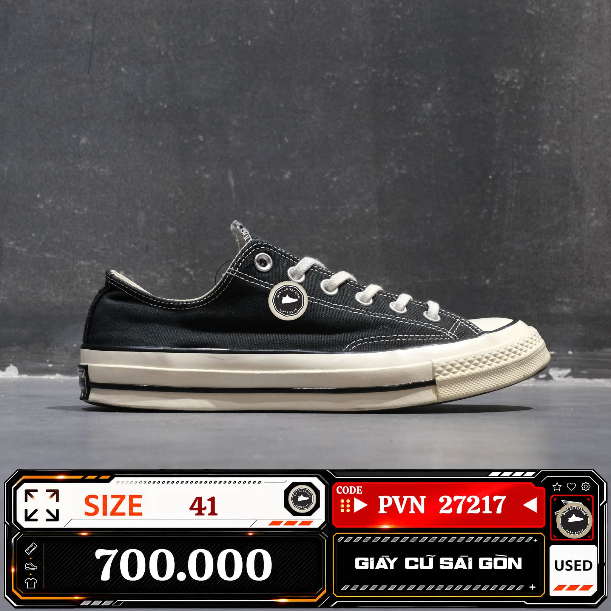 Converse Chuck Taylor All Star '70 Low Black 144757C Cũ Size 41 | Giày Cũ Sài Gòn | PVN27217