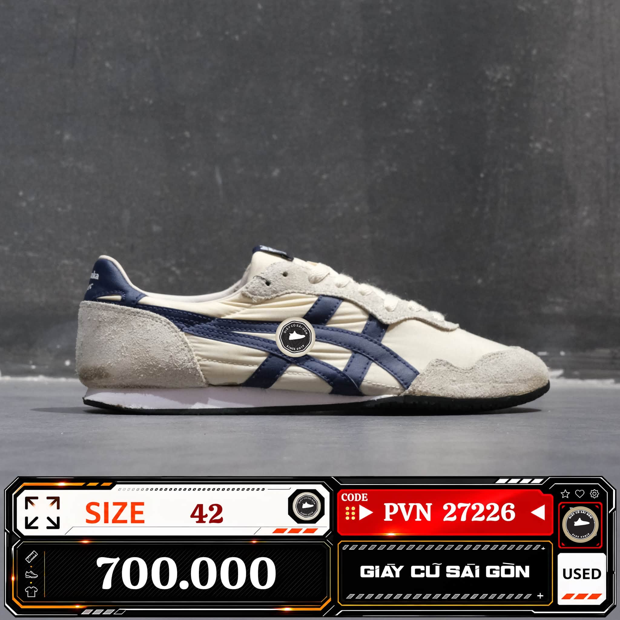 Onitsuka Tiger Serrano Birch Peacoat 1183B400 1183B4-00 Cũ Size 42 | Giày Cũ Sài Gòn | PVN27226