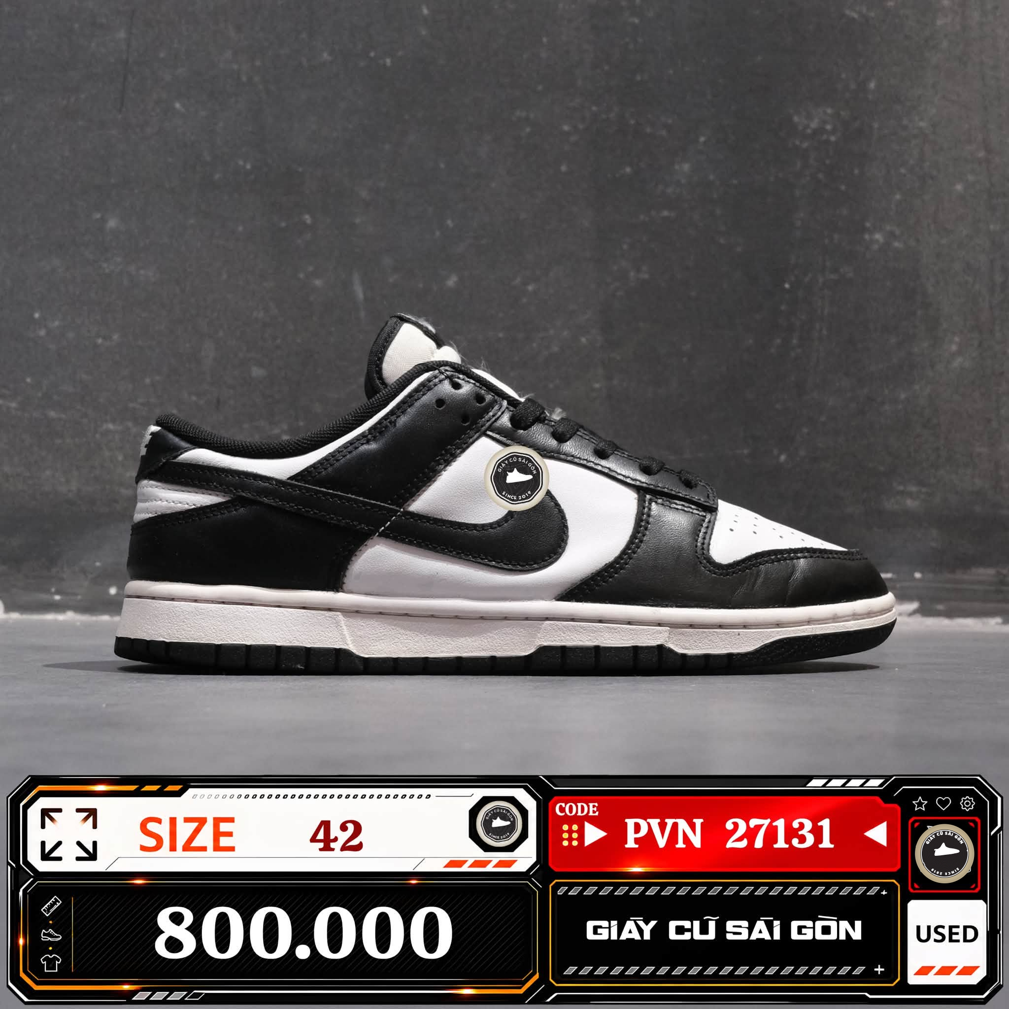 Nike Dunk Low Retro White Black DD1391-100 Cũ Size 42 | Giày Cũ Sài Gòn | PVN27131