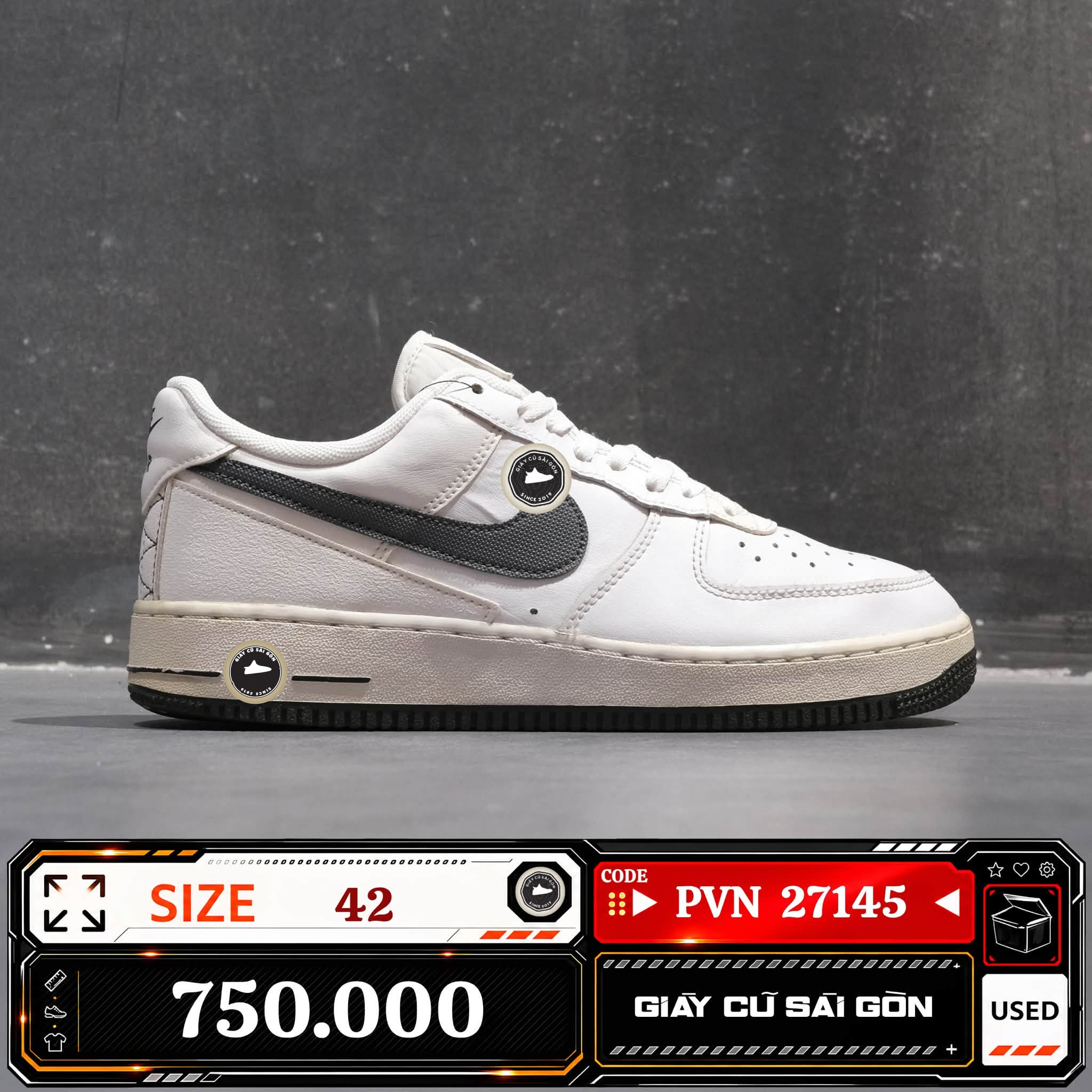 Nike Air Force 1 '07 White Dark Grey DD7113-100 Cũ Size 42 | Giày Cũ Sài Gòn