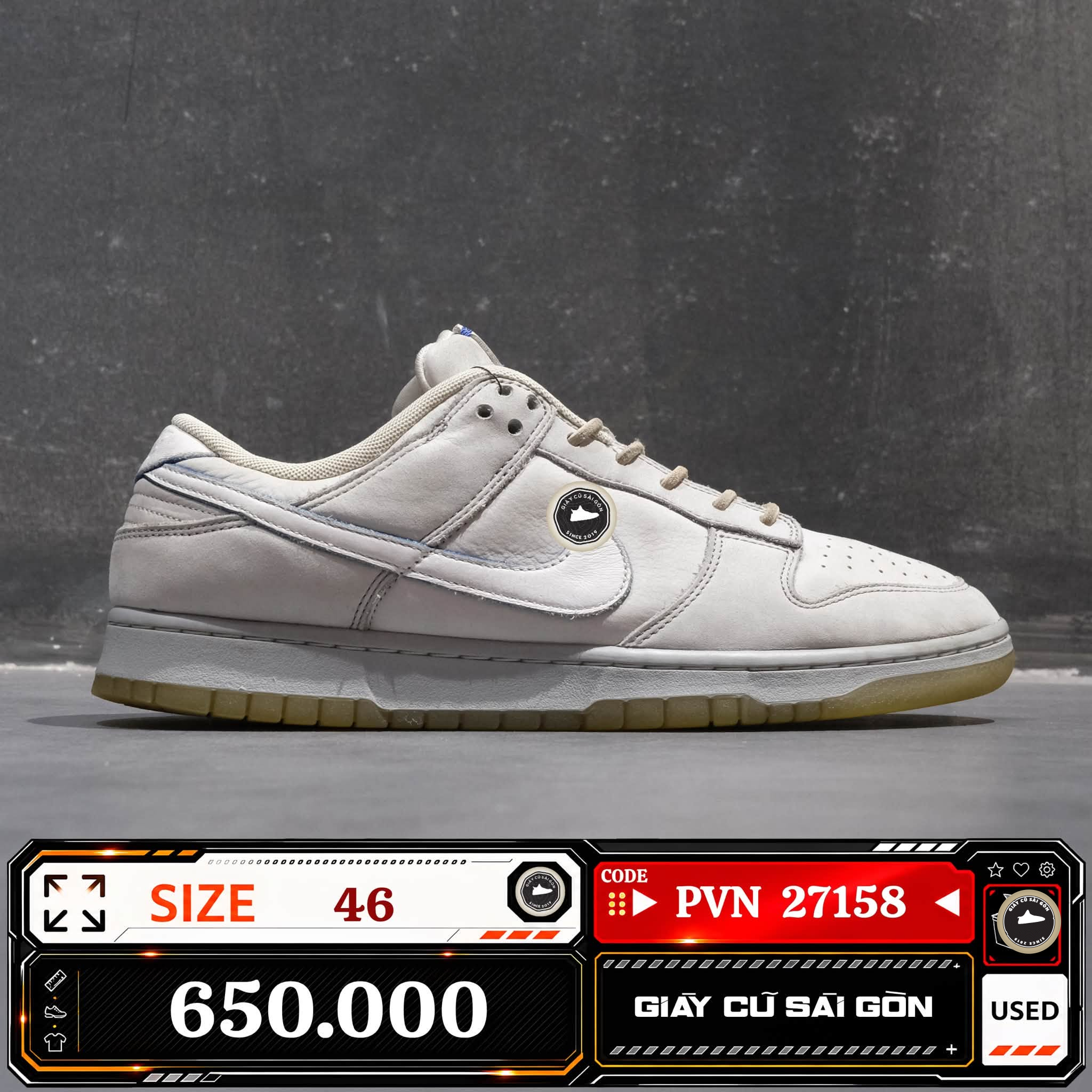 Nike Dunk Low Premium Wolf Grey DX3722-001 Cũ Size 46 | Giày Cũ Sài Gòn