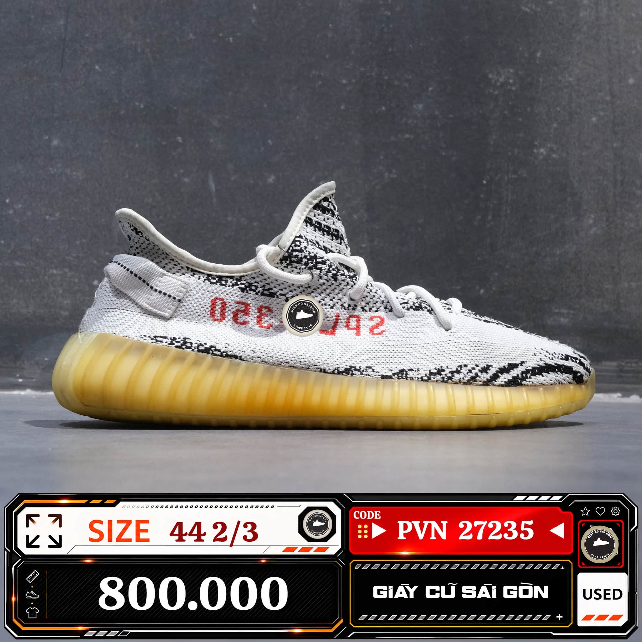 Adidas Yeezy Boost 350 V2 Zebra CP9654 Cũ Size 44 2/3 | Giày Cũ Sài Gòn | PVN27235