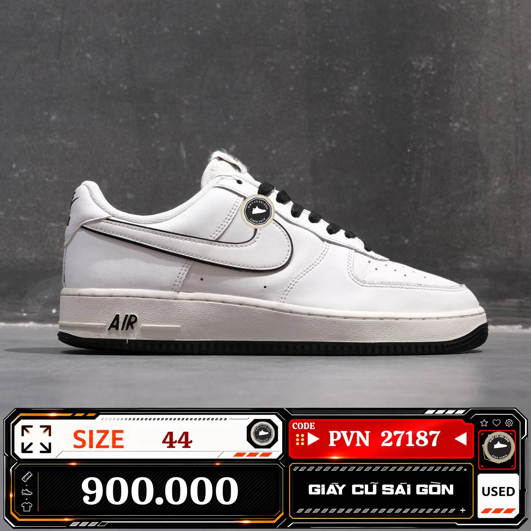 Nike Air Force 1 '07 White Black Outline Swoosh DV0788-103 Cũ Size 44 | Giày Cũ Sài Gòn PVN27187