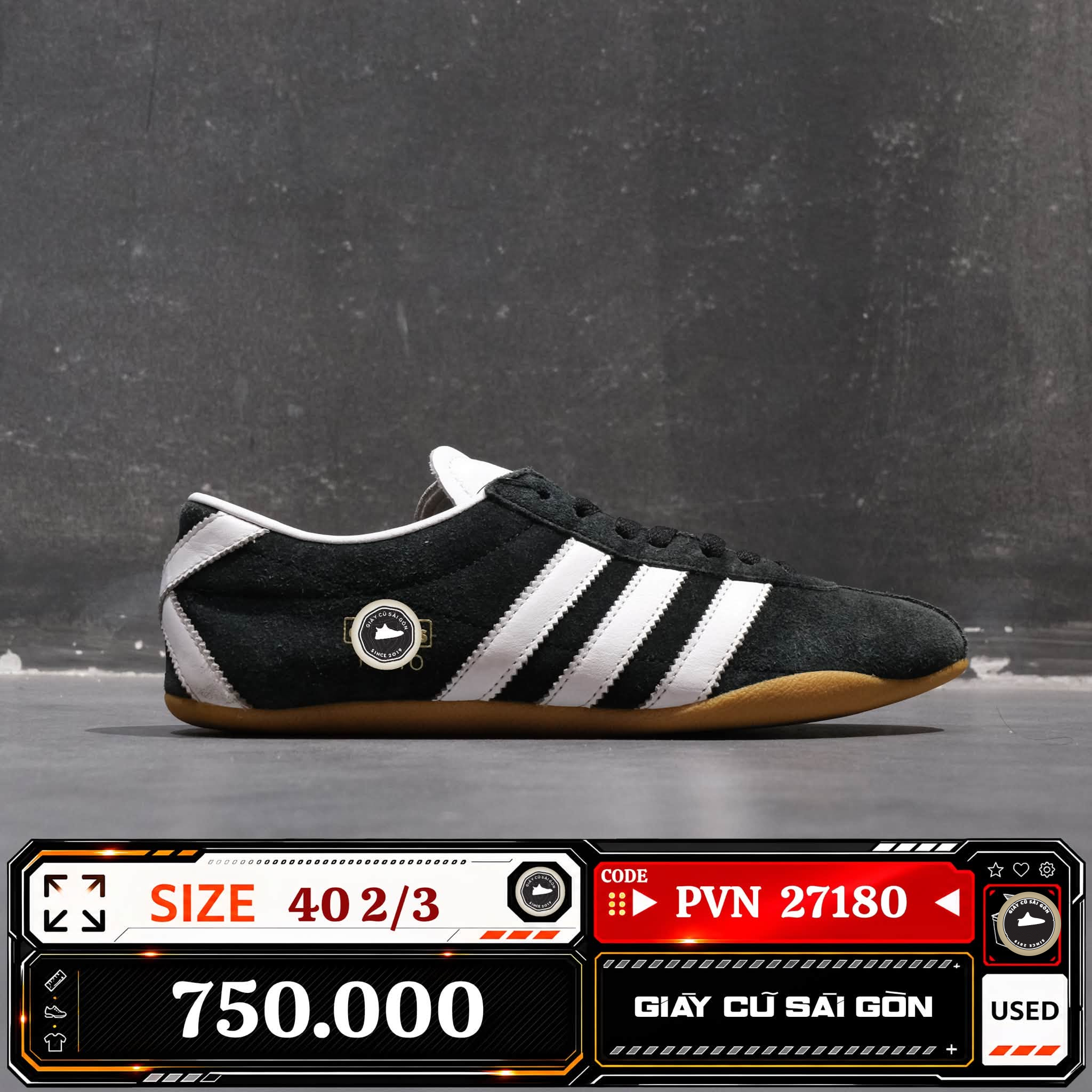 Adidas Originals Tokyo Core Black Cloud White Gum JI0183 Cũ Size 40 2/3 | Giày Cũ Sài Gòn | PVN27180