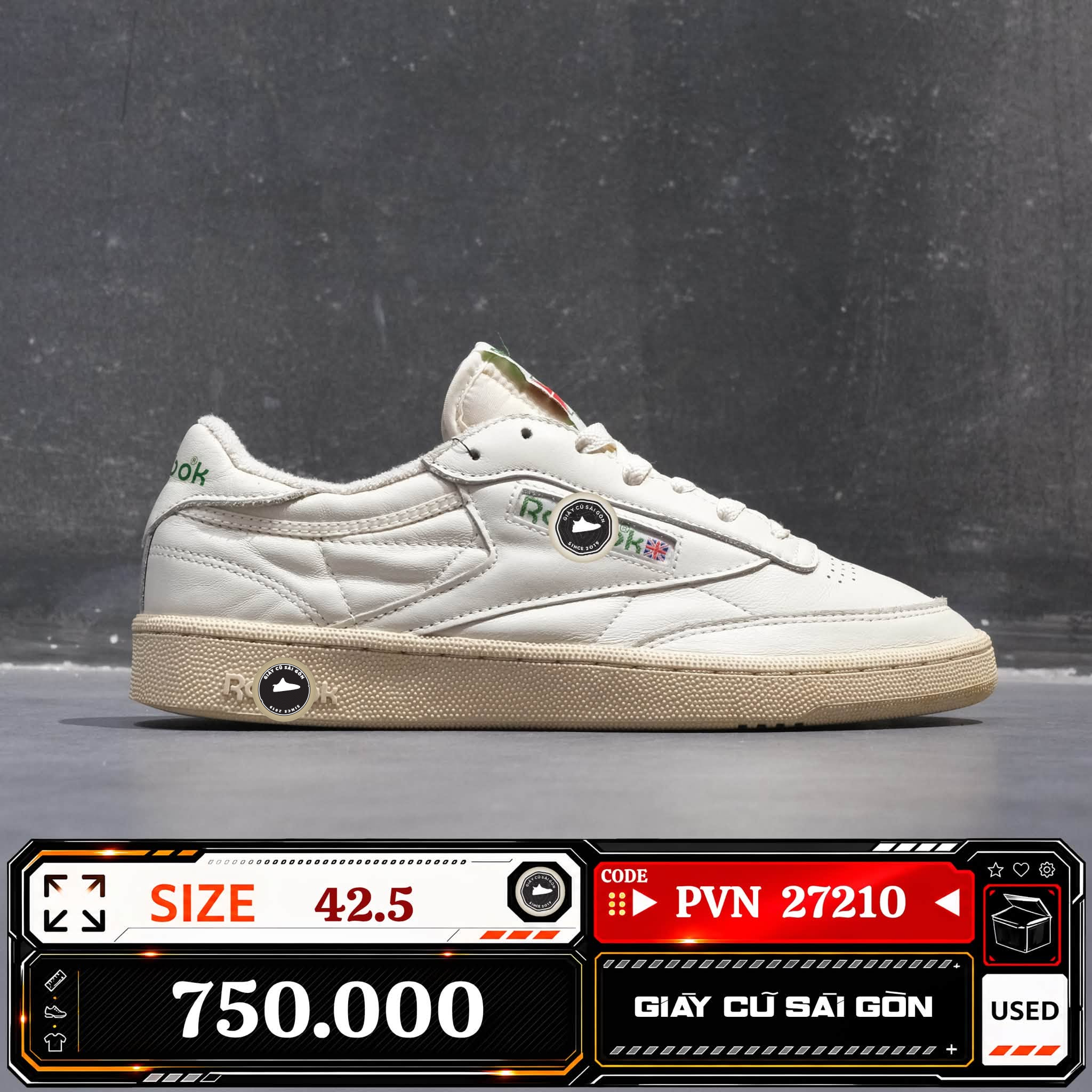 Reebok Club C 85 Vintage Chalk Glen Green DV6434 Cũ Size 42.5 | Giày Cũ Sài Gòn | PVN27210