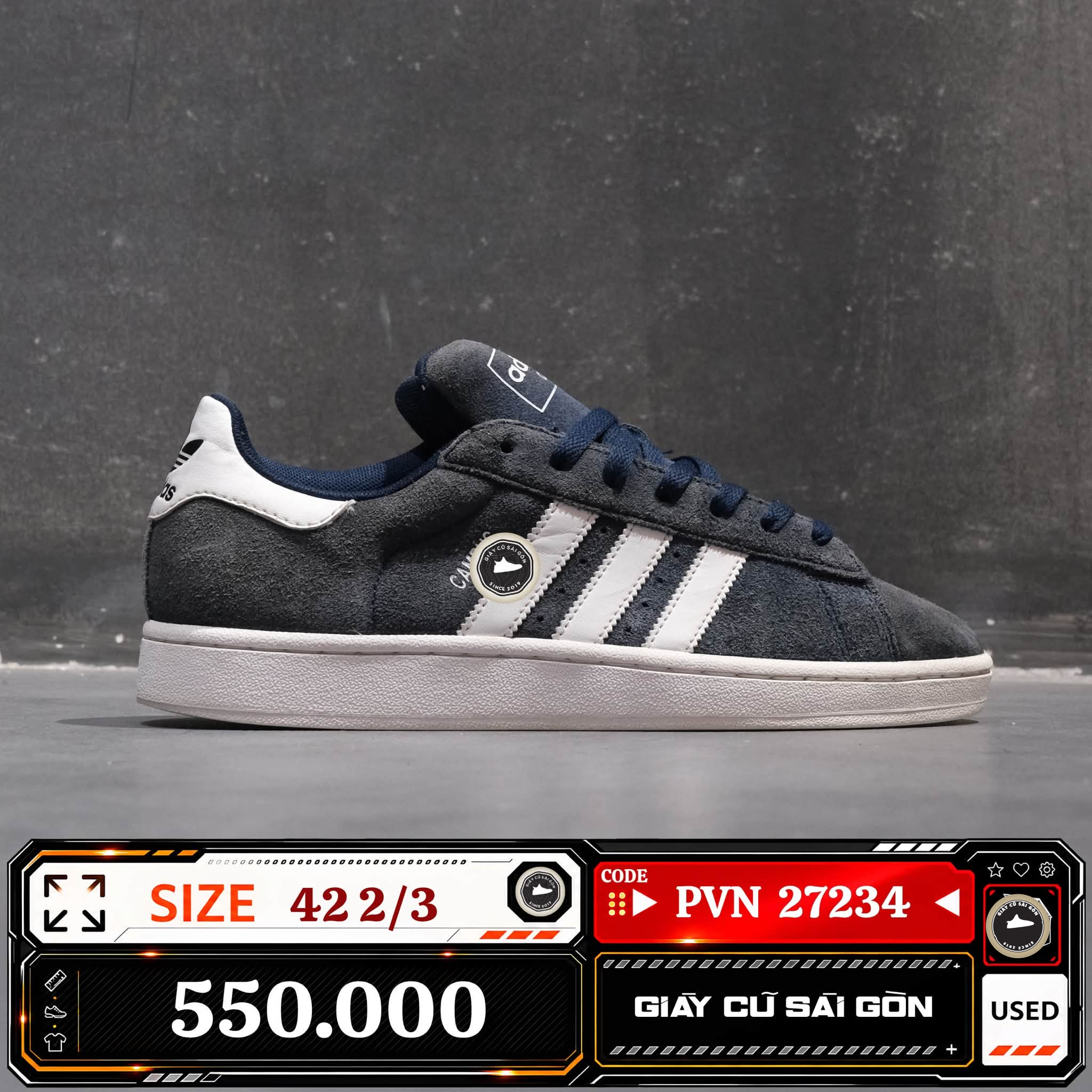 Adidas Originals Campus 00s Grey White ID9839 CAMPUS-00S Cũ Size 42 2/3 | Giày Cũ Sài Gòn